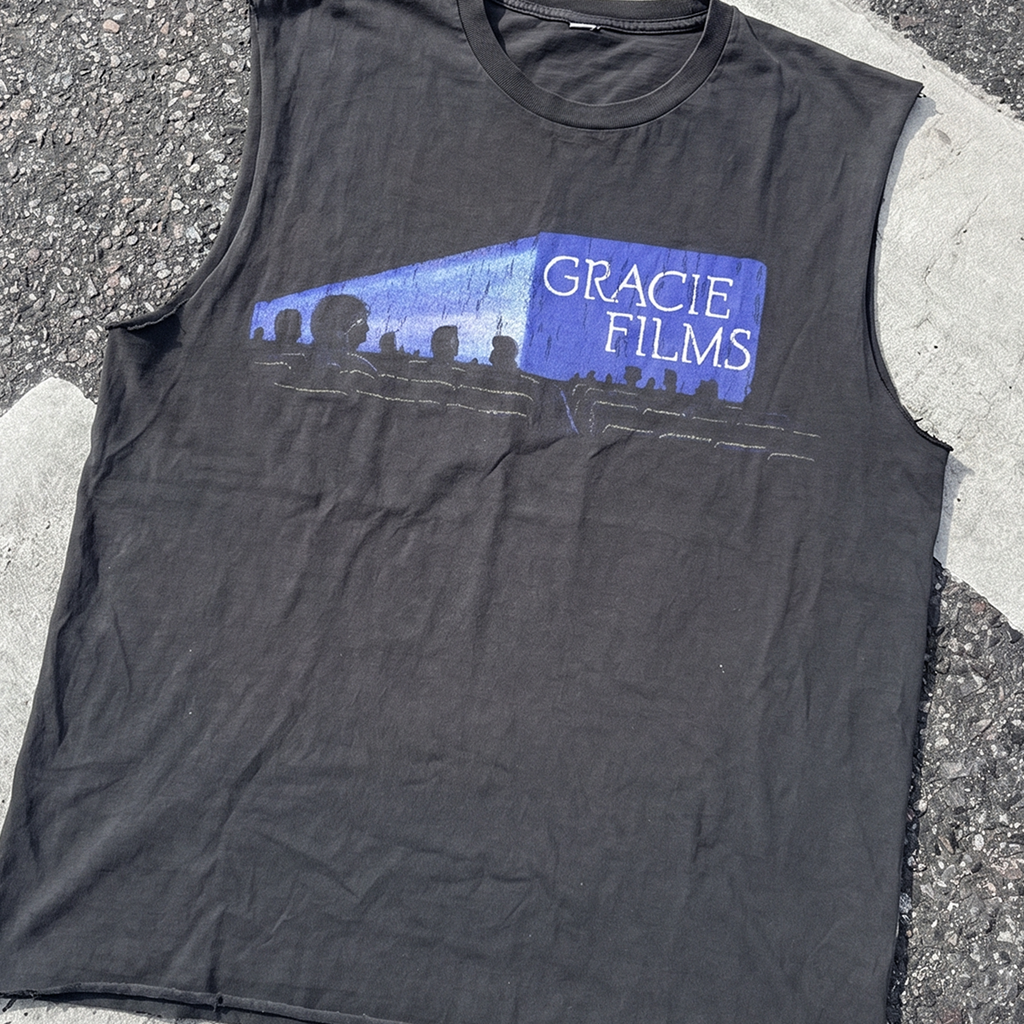 Gracie Films Promo Washed Black Cut-Off T-Shirt
