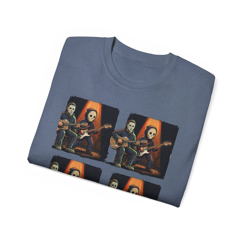 Skeleton Guitar Quartet T‑Shirt — Retro Vintage Horror Band Tee