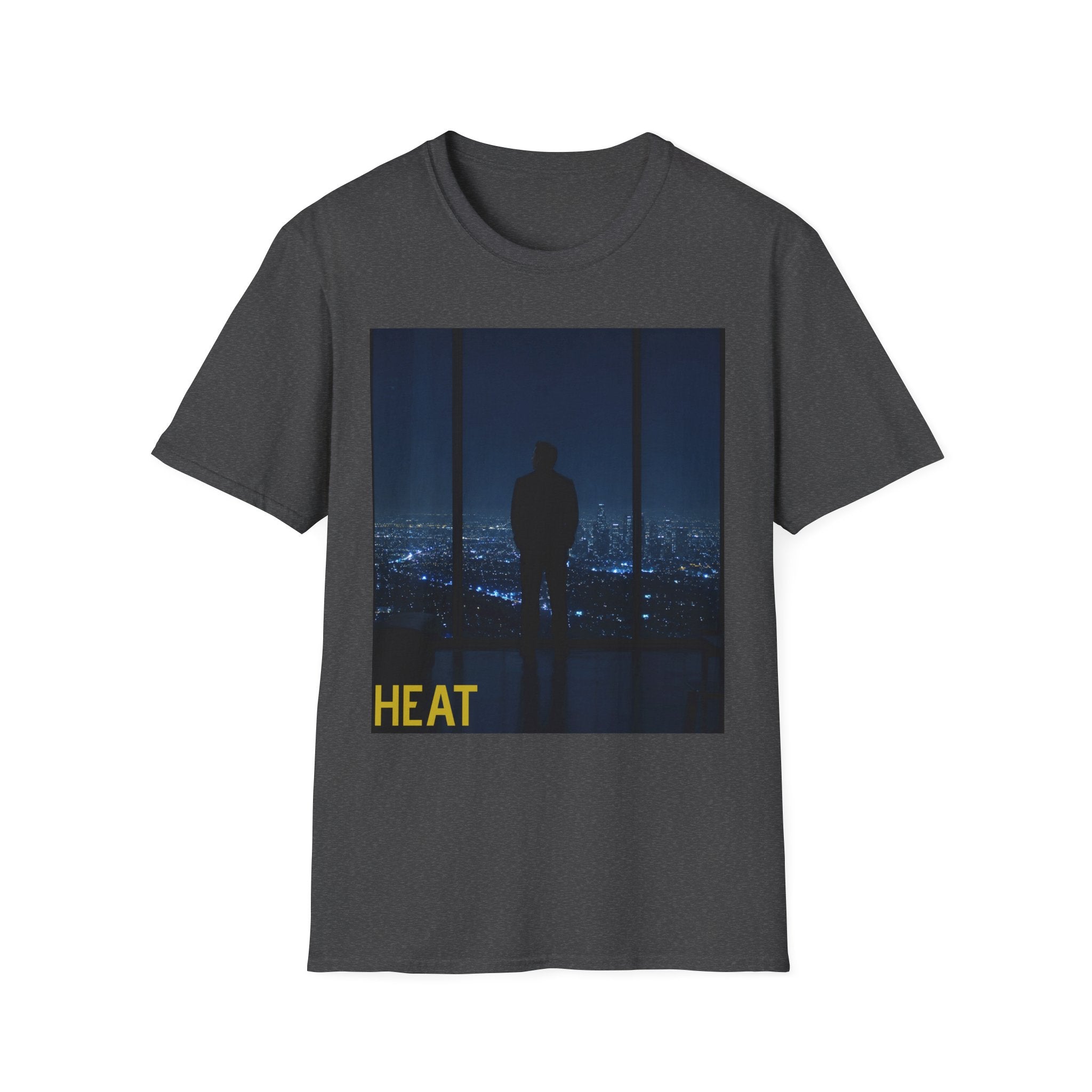 Night Window T-Shirt — Silhouette Over Cityscape Graphic Tee