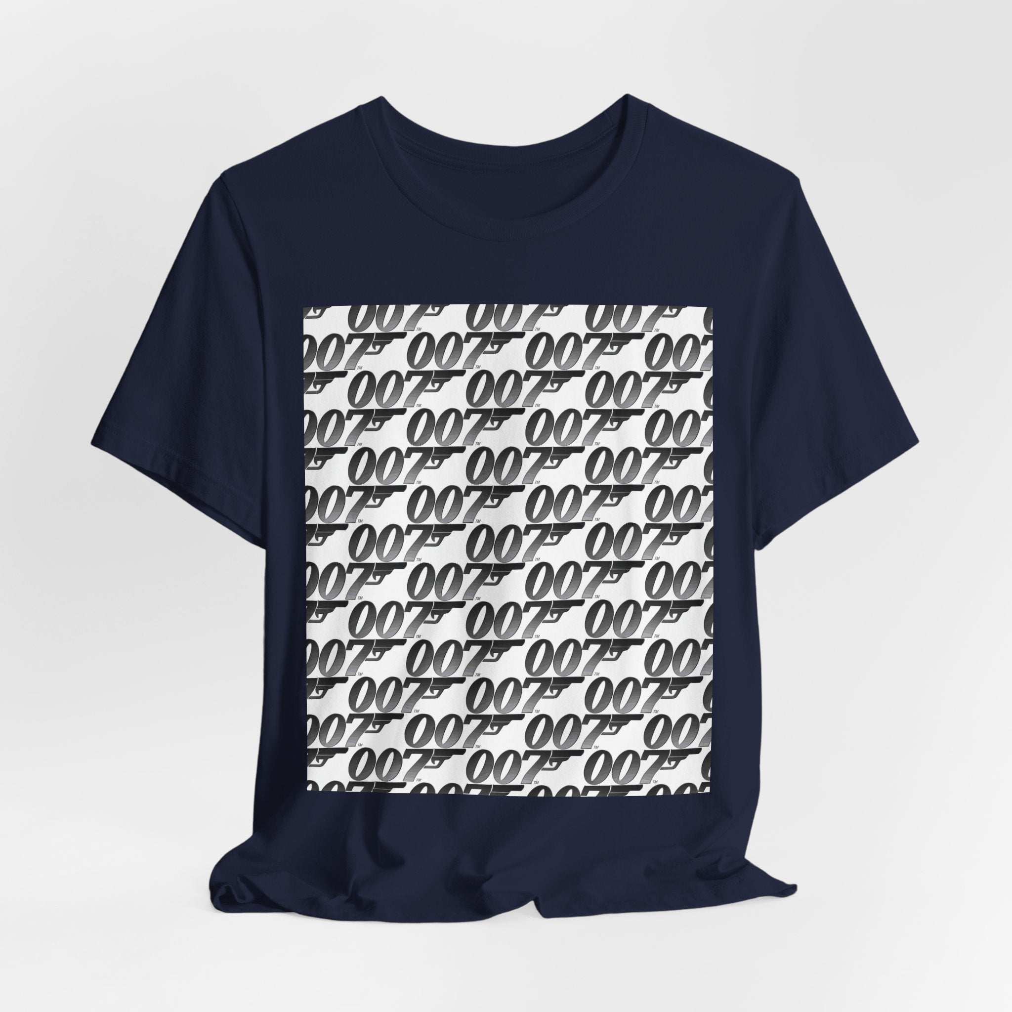 007 Pattern Graphic Tee — Repeating Spy Logo T-Shirt