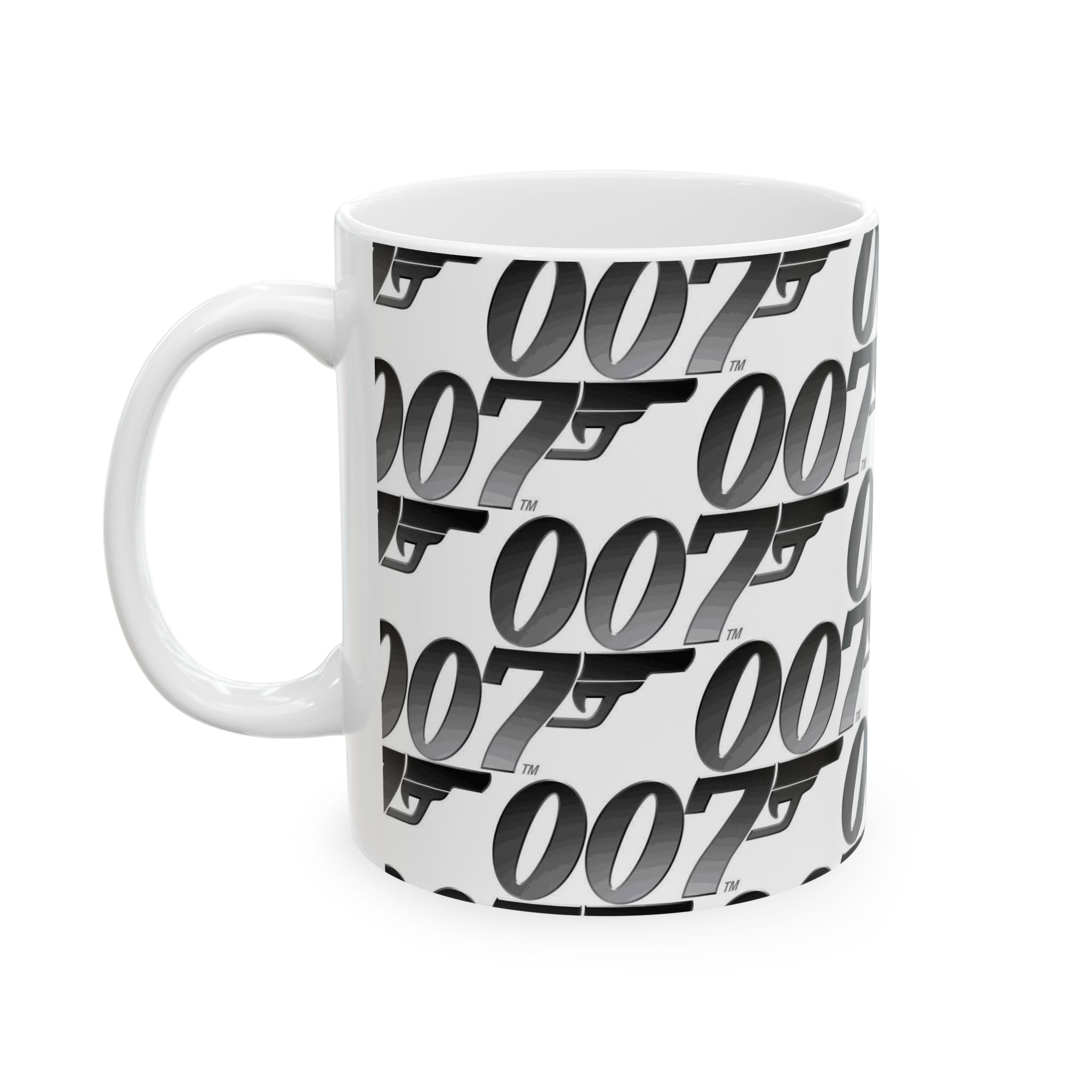 007 Gun Logo Ceramic Mug — Spy Movie Fan Coffee Cup (11oz, 15oz)