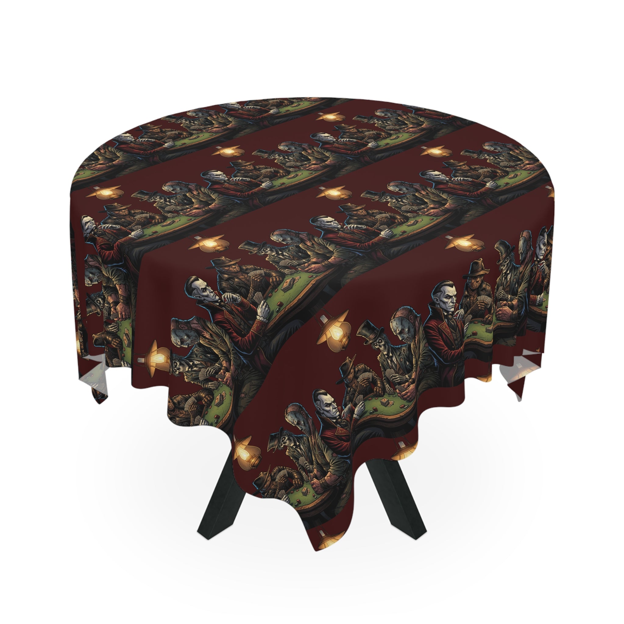 Gothic Tarot Feast Tablecloth — Dark Vintage Tarot Card Pattern for Halloween & Dinner Parties