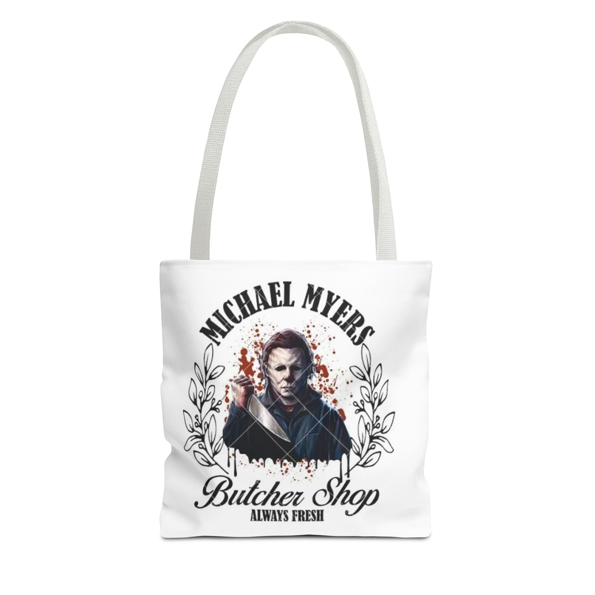Horror Butcher Shop Tote Bag — Vintage Killer Design "Butcher Shop Always Fresh"