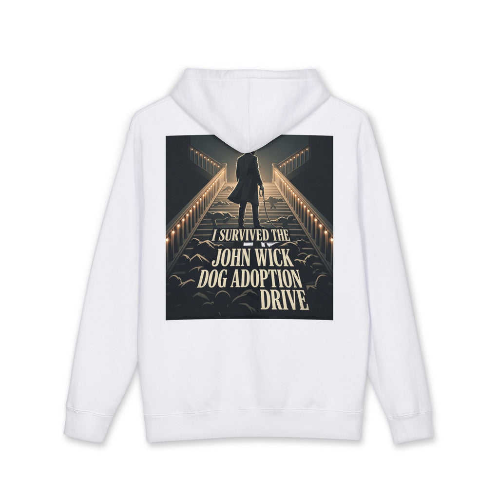 John Wick Dog Adoption Drive Hoodie — "I Survived the John Wick Dog Adoption Drive" Back Print
