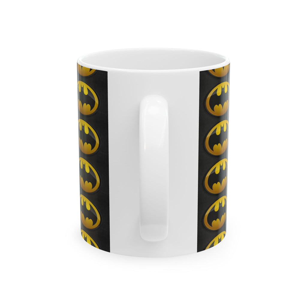 Batman Logo Ceramic Mug — Repeating Retro Bat-Signal Coffee Cup (11oz/15oz)