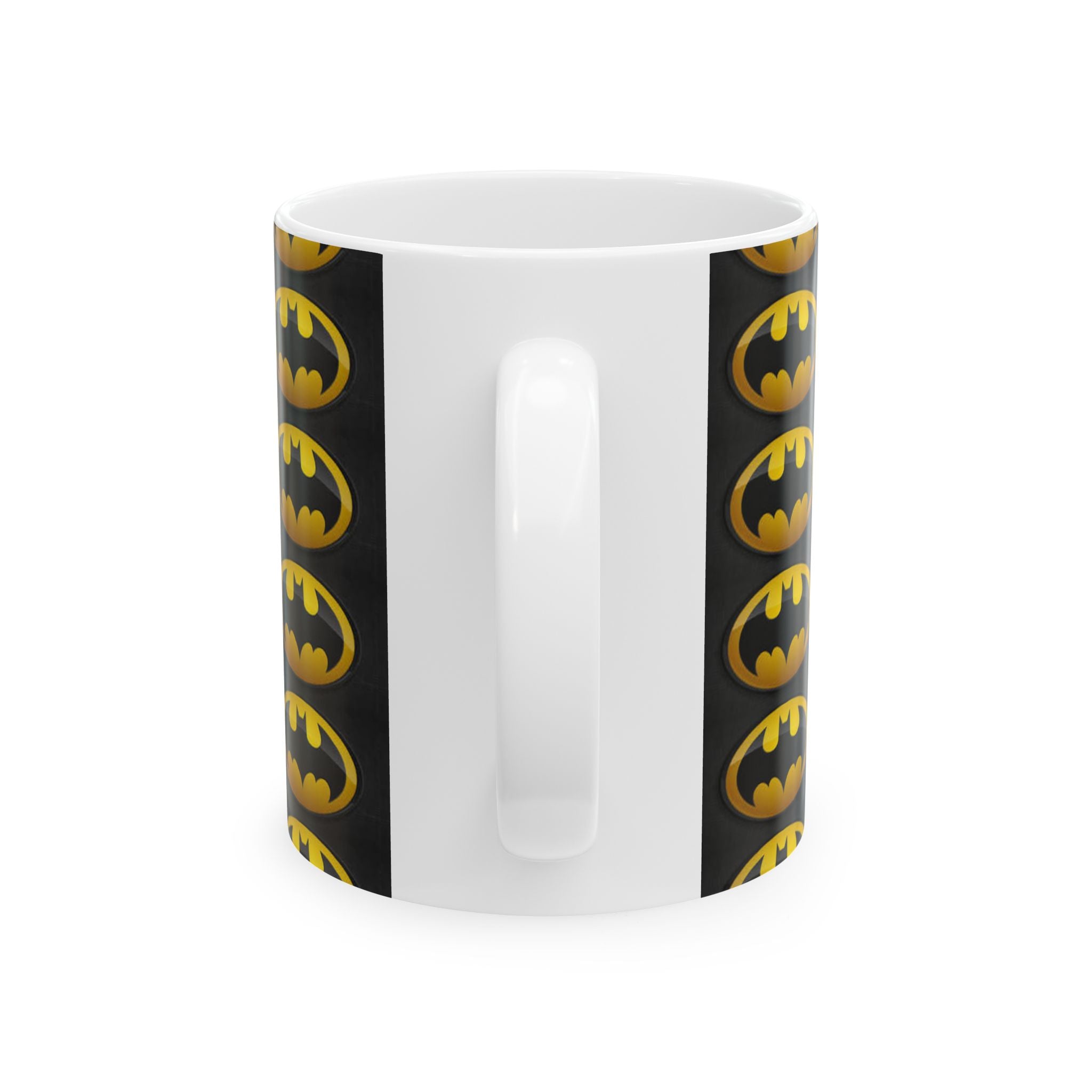 Batman Logo Ceramic Mug — Repeating Retro Bat-Signal Coffee Cup (11oz/15oz)