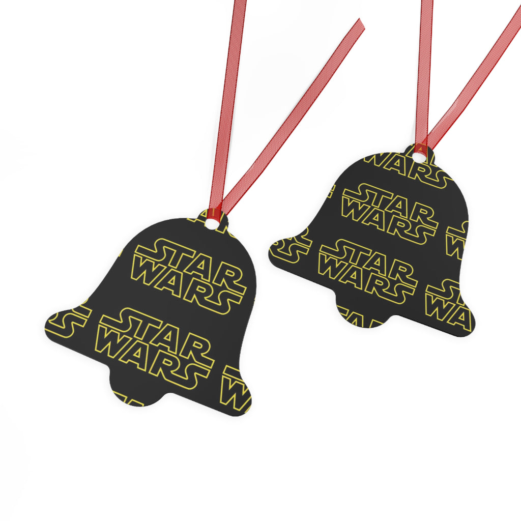Star Wars Logo Metal Ornament — Black & Yellow Holiday Bell Decoration