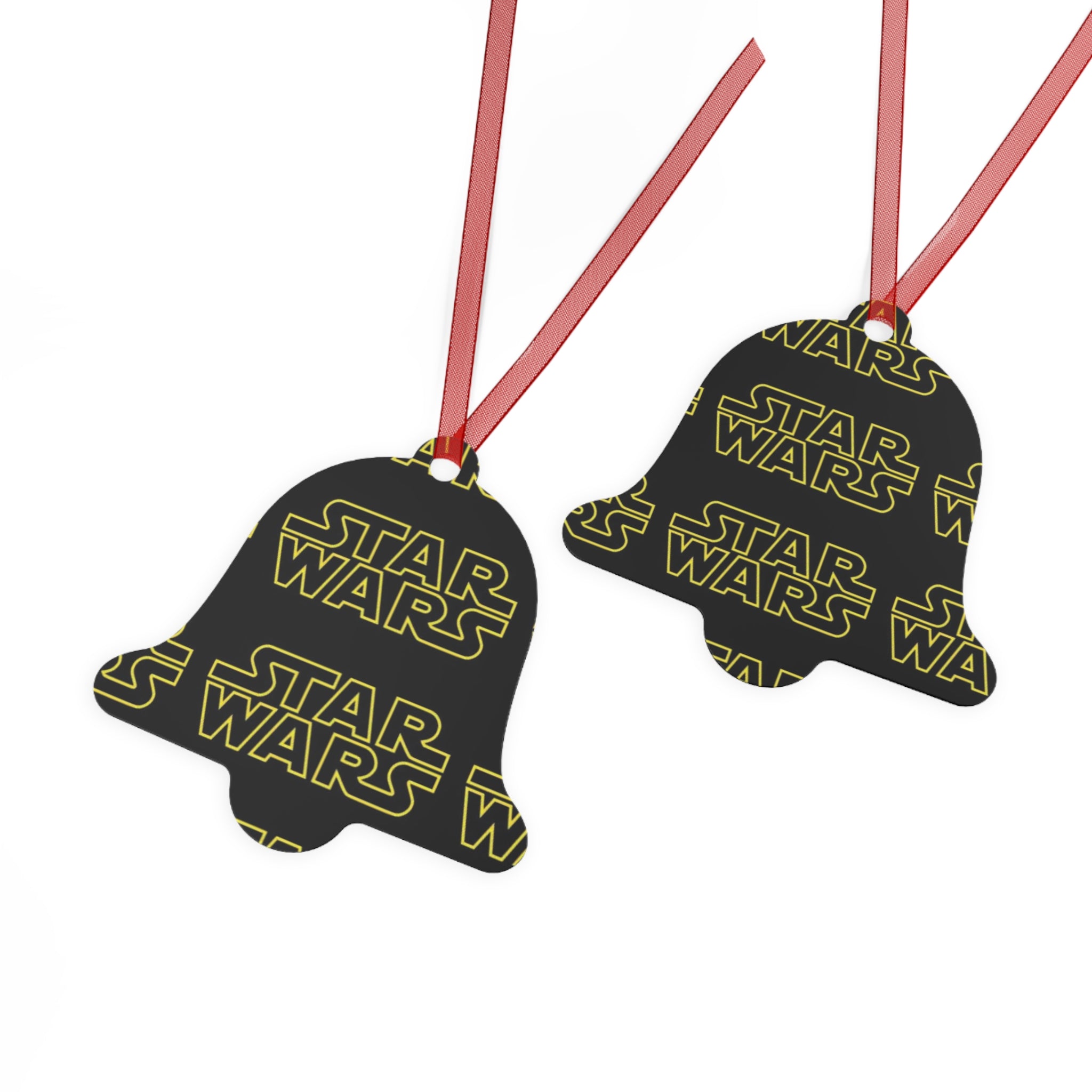 Star Wars Logo Metal Ornament — Black & Yellow Holiday Bell Decoration