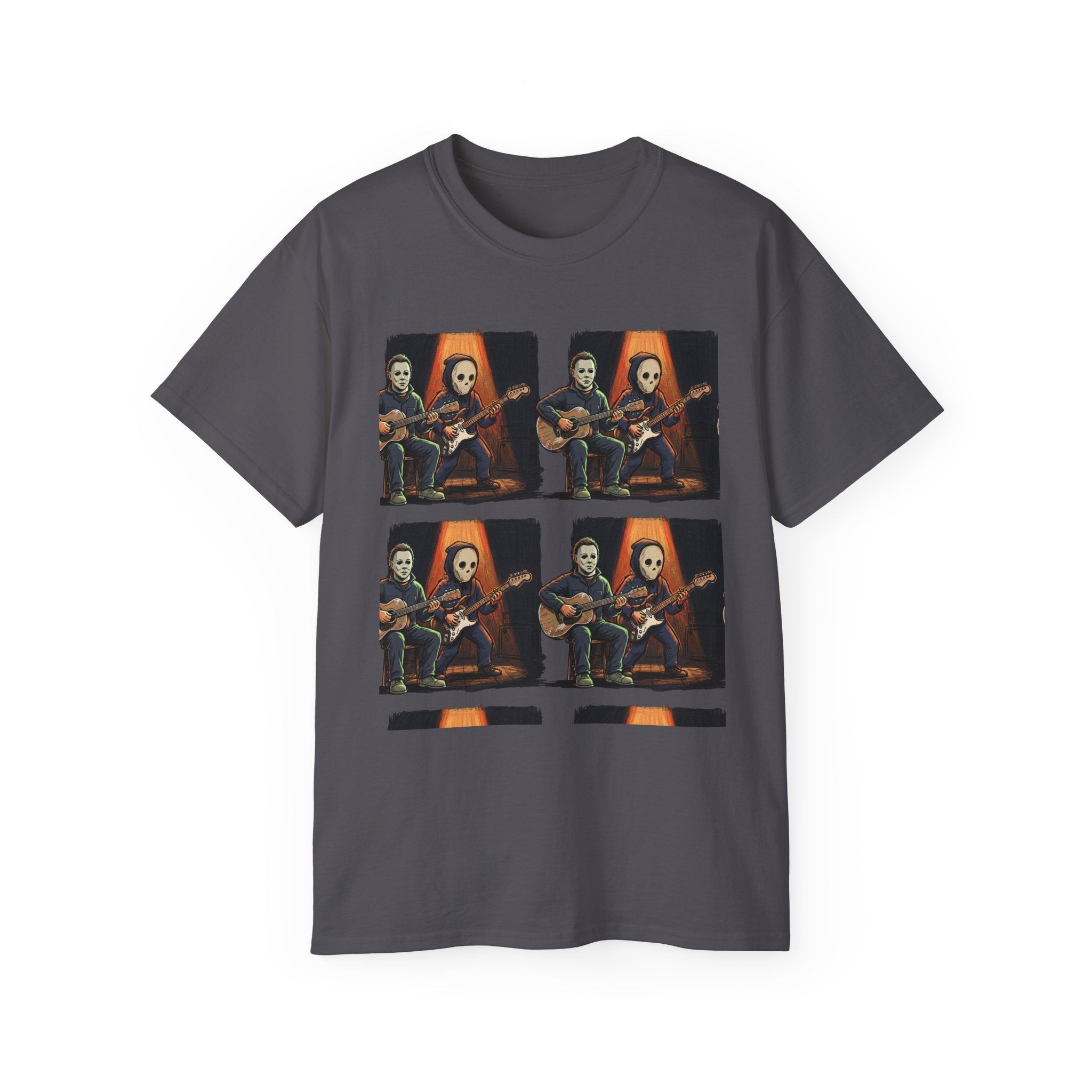 Skeleton Guitar Quartet T‑Shirt — Retro Vintage Horror Band Tee