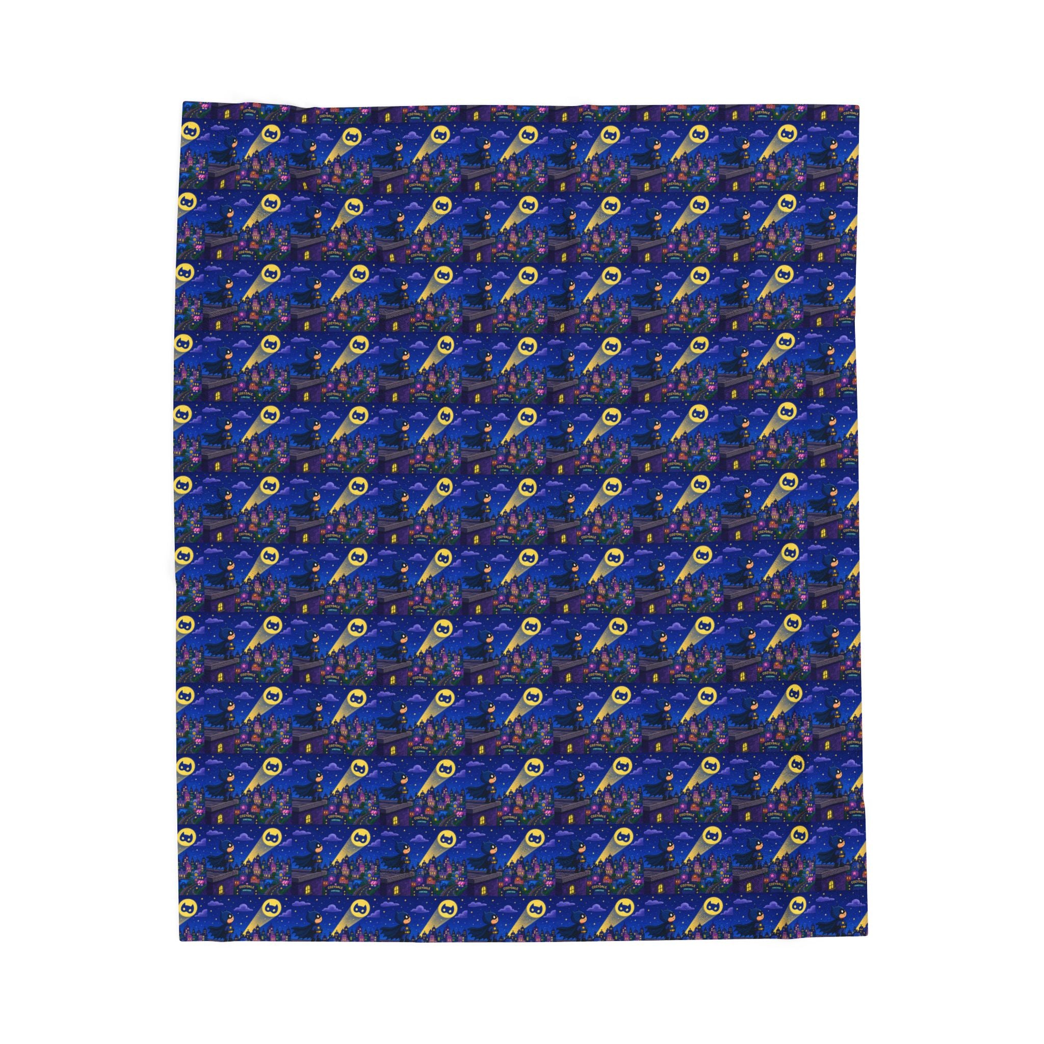 Velveteen Plush Blanket — Blue Space Rocket Pattern Cozy Throw for Kids & Space Fans