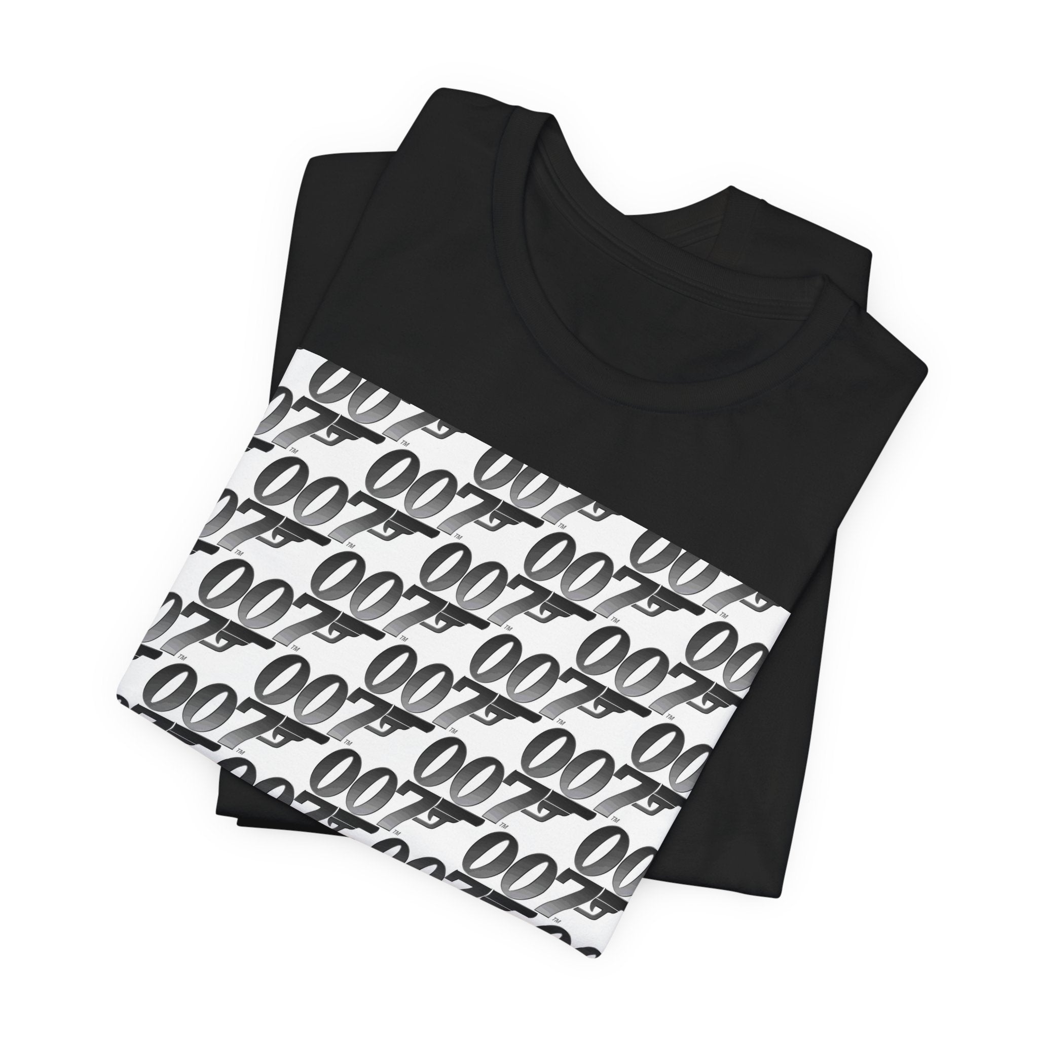 007 Pattern Graphic Tee — Repeating Spy Logo T-Shirt