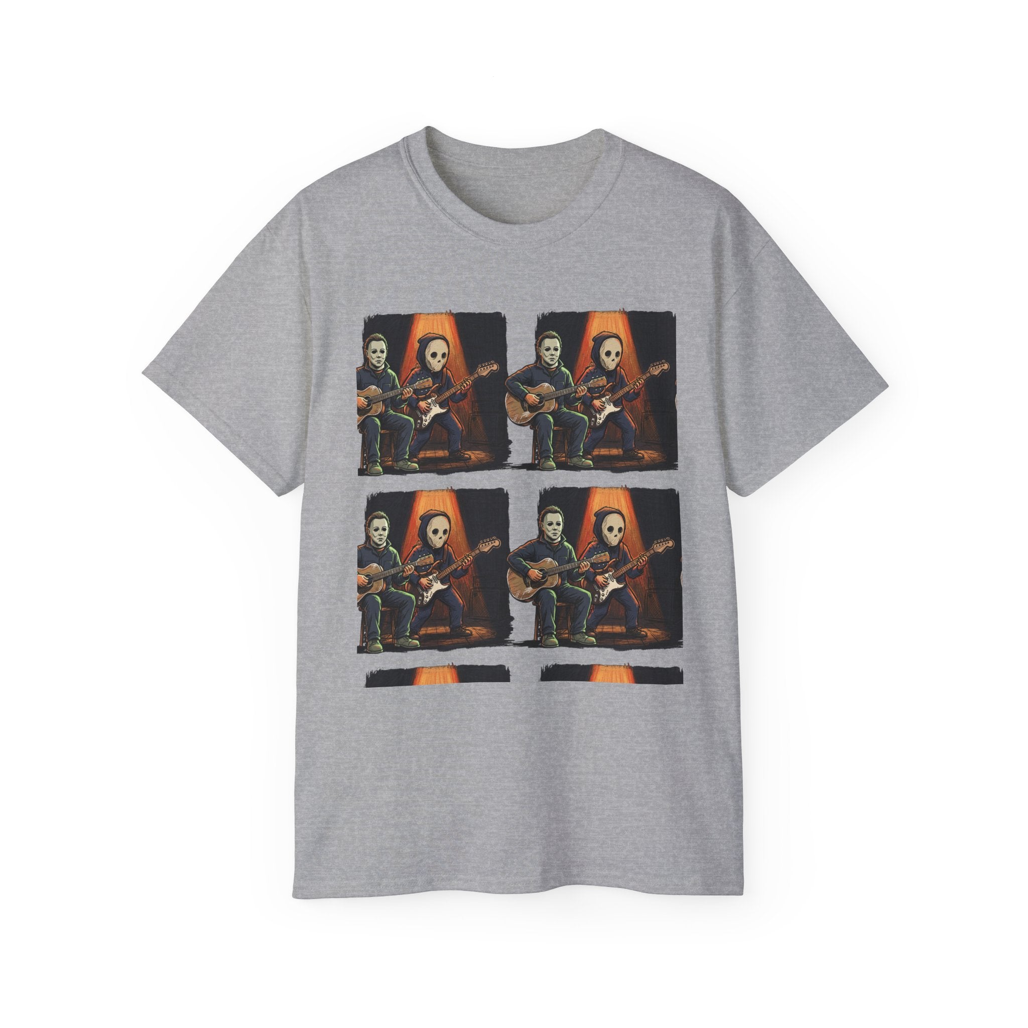Skeleton Guitar Quartet T‑Shirt — Retro Vintage Horror Band Tee