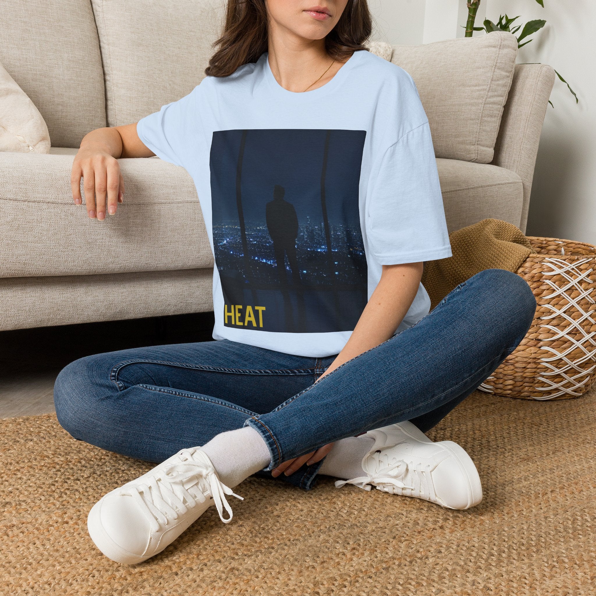 Night Window T-Shirt — Silhouette Over Cityscape Graphic Tee