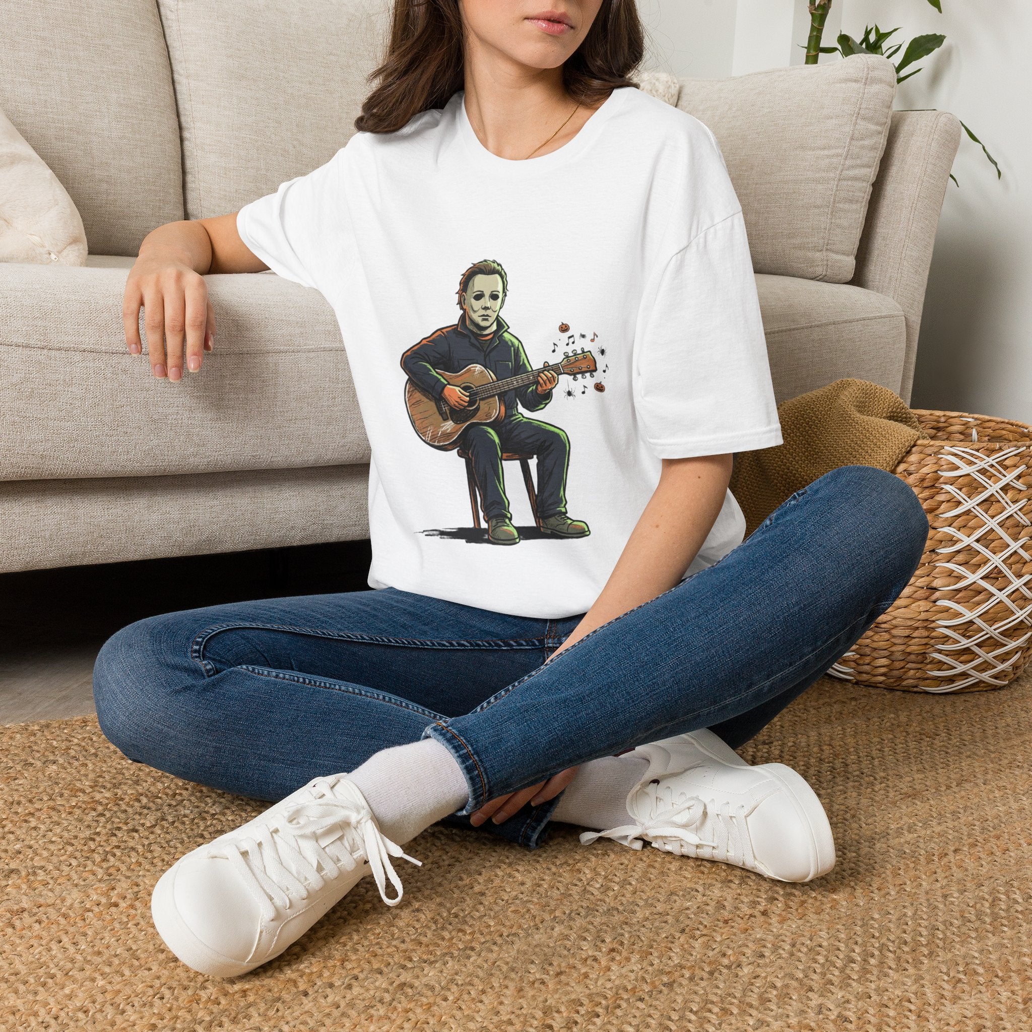 Guitar-Playing Masked Figure T-Shirt