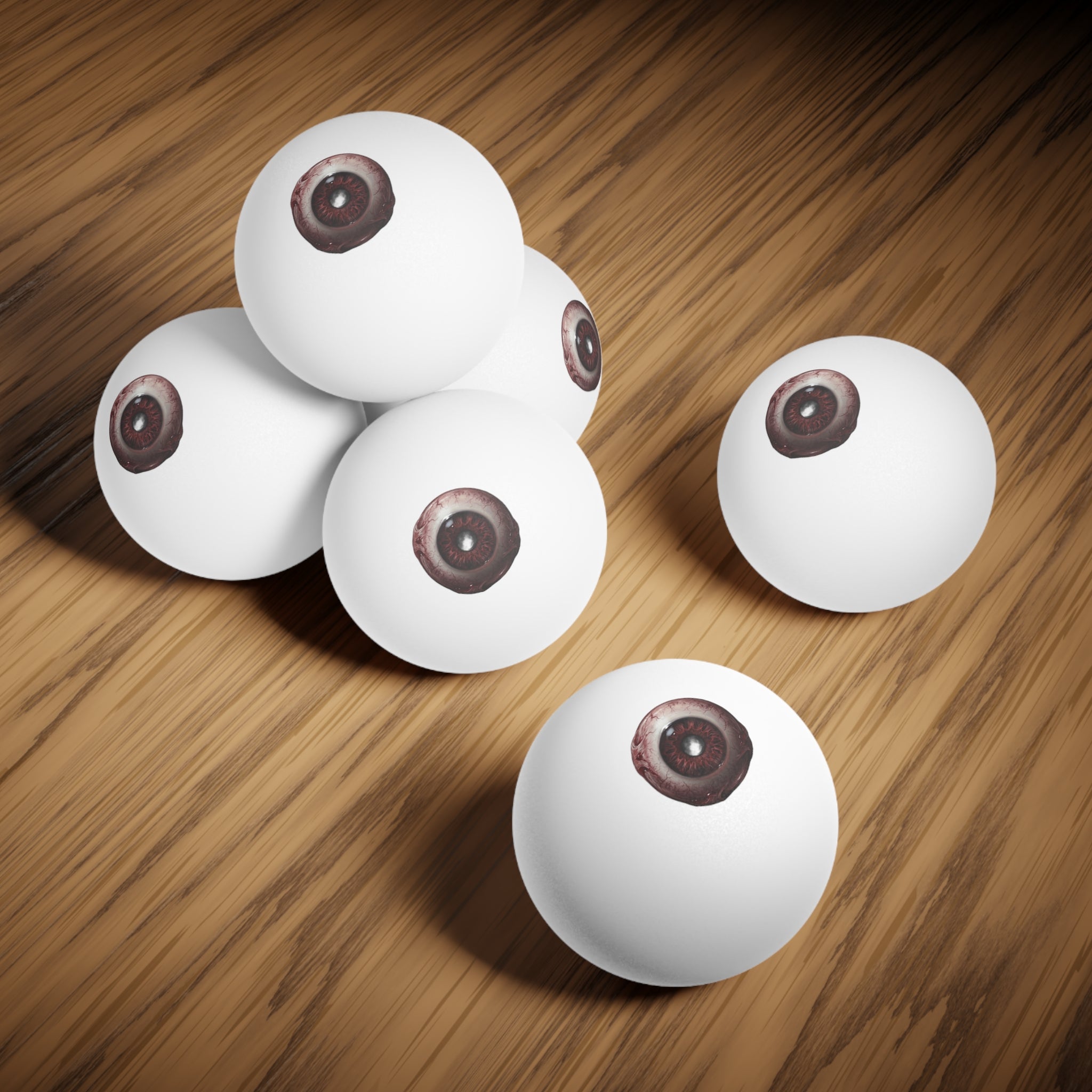Eyeball Ping Pong Balls – Set of 6 Novelty Table Tennis Balls (Horror/Spooky Theme)