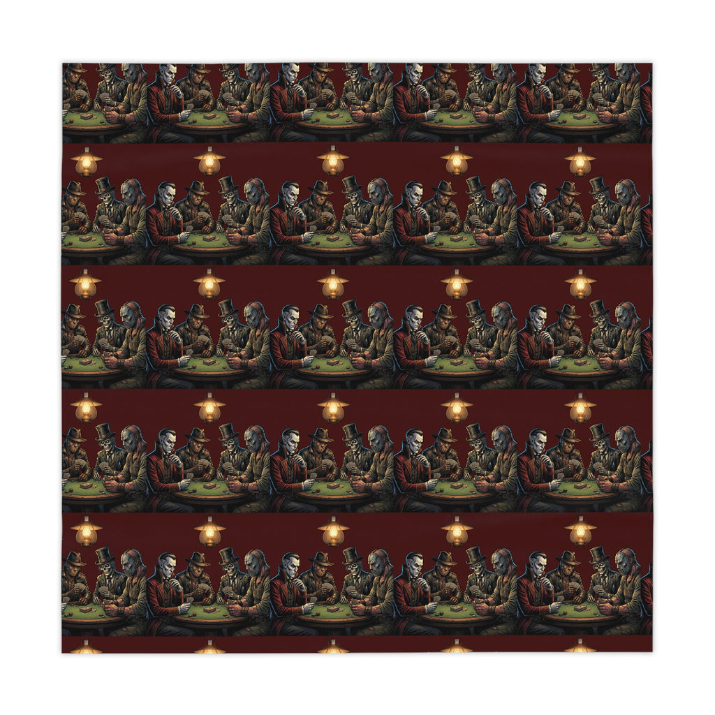 Gothic Tarot Feast Tablecloth — Dark Vintage Tarot Card Pattern for Halloween & Dinner Parties