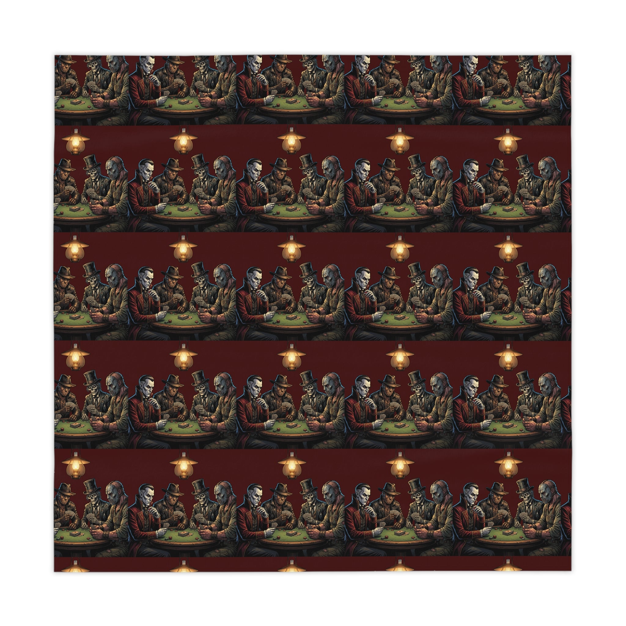 Gothic Tarot Feast Tablecloth — Dark Vintage Tarot Card Pattern for Halloween & Dinner Parties