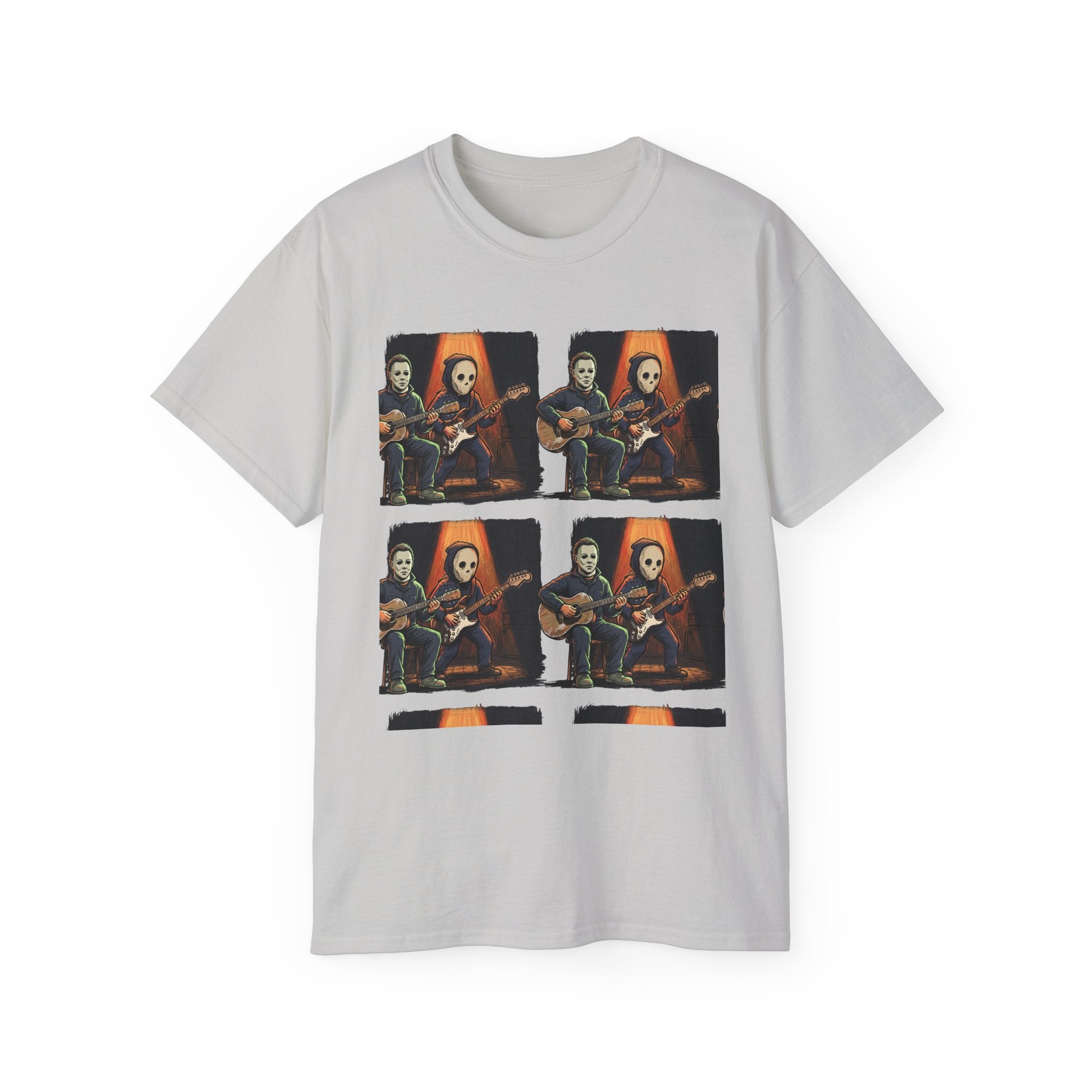 Skeleton Guitar Quartet T‑Shirt — Retro Vintage Horror Band Tee