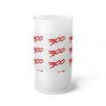 Frosted Beer Mug — Red '300' Script Pattern Glass Pint