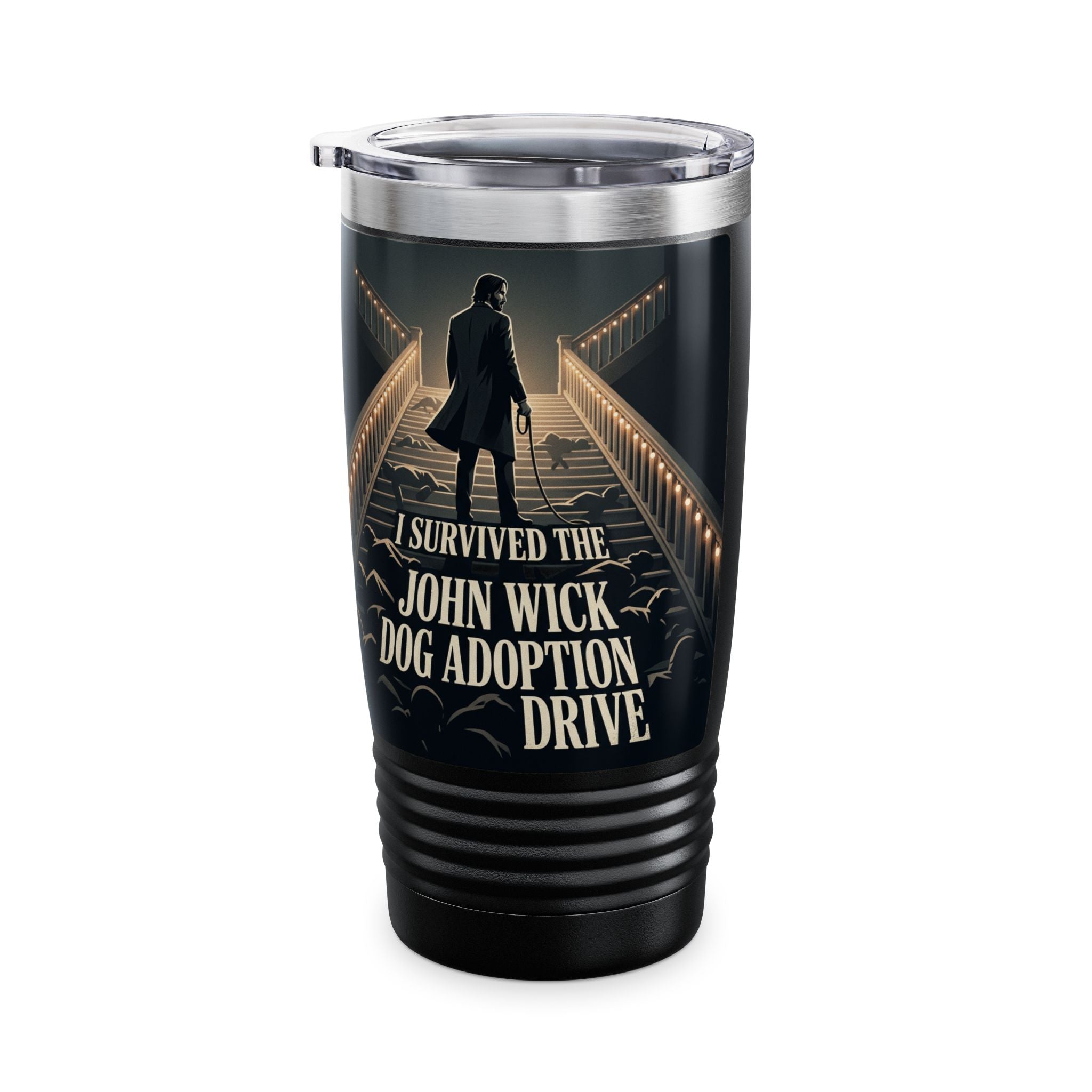 20oz Tumbler — "I Survived the John Wick Dog Adoption Drive"