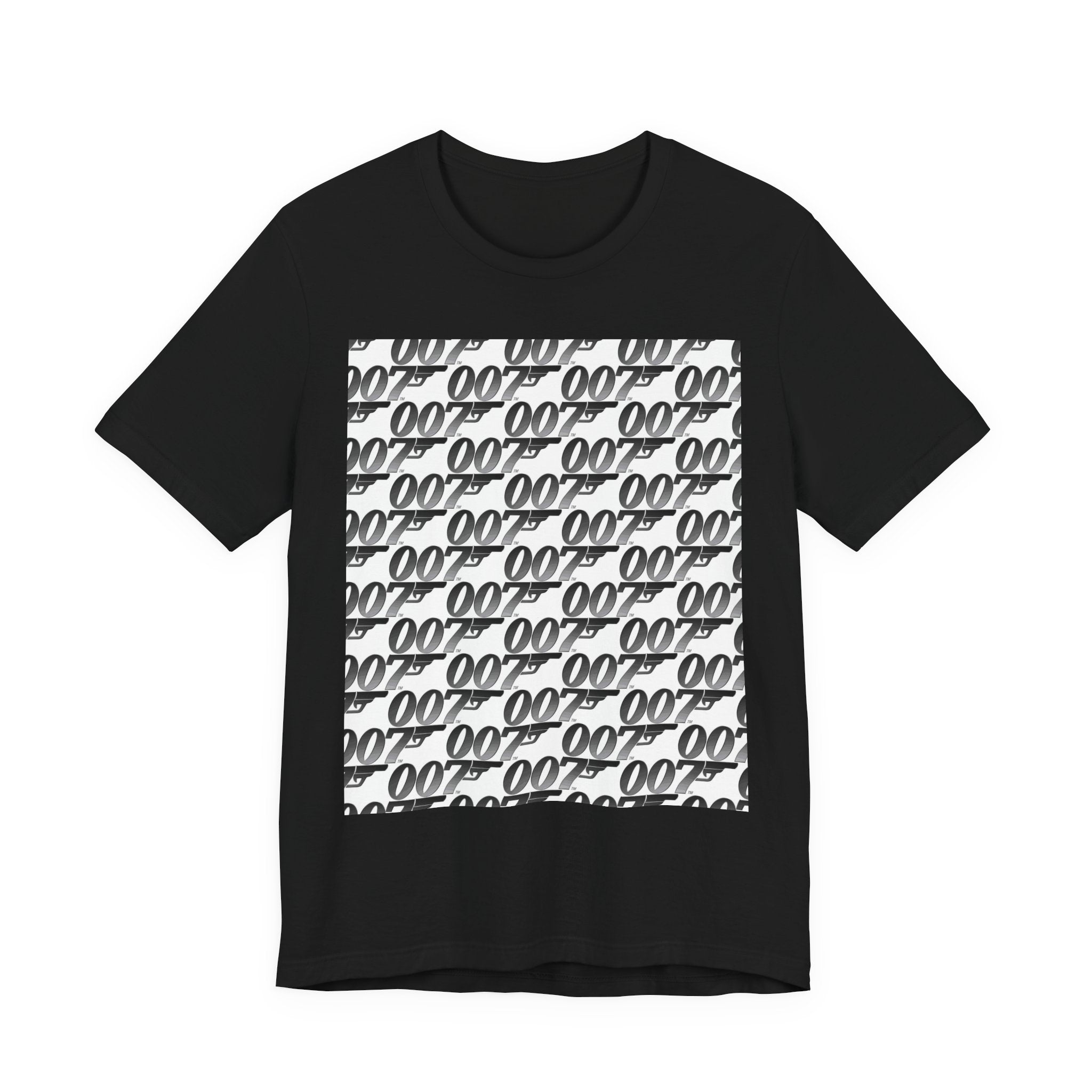 007 Pattern Graphic Tee — Repeating Spy Logo T-Shirt