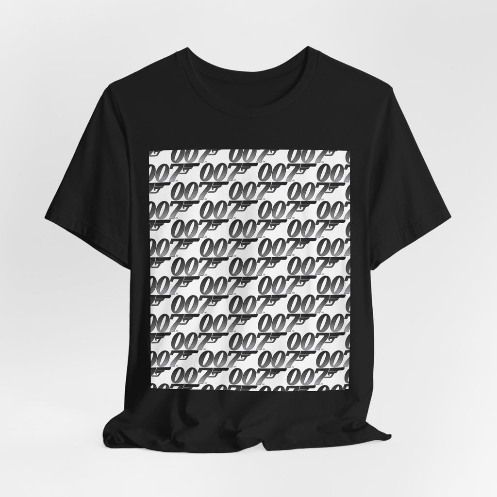 007 Pattern Graphic Tee — Repeating Spy Logo T-Shirt