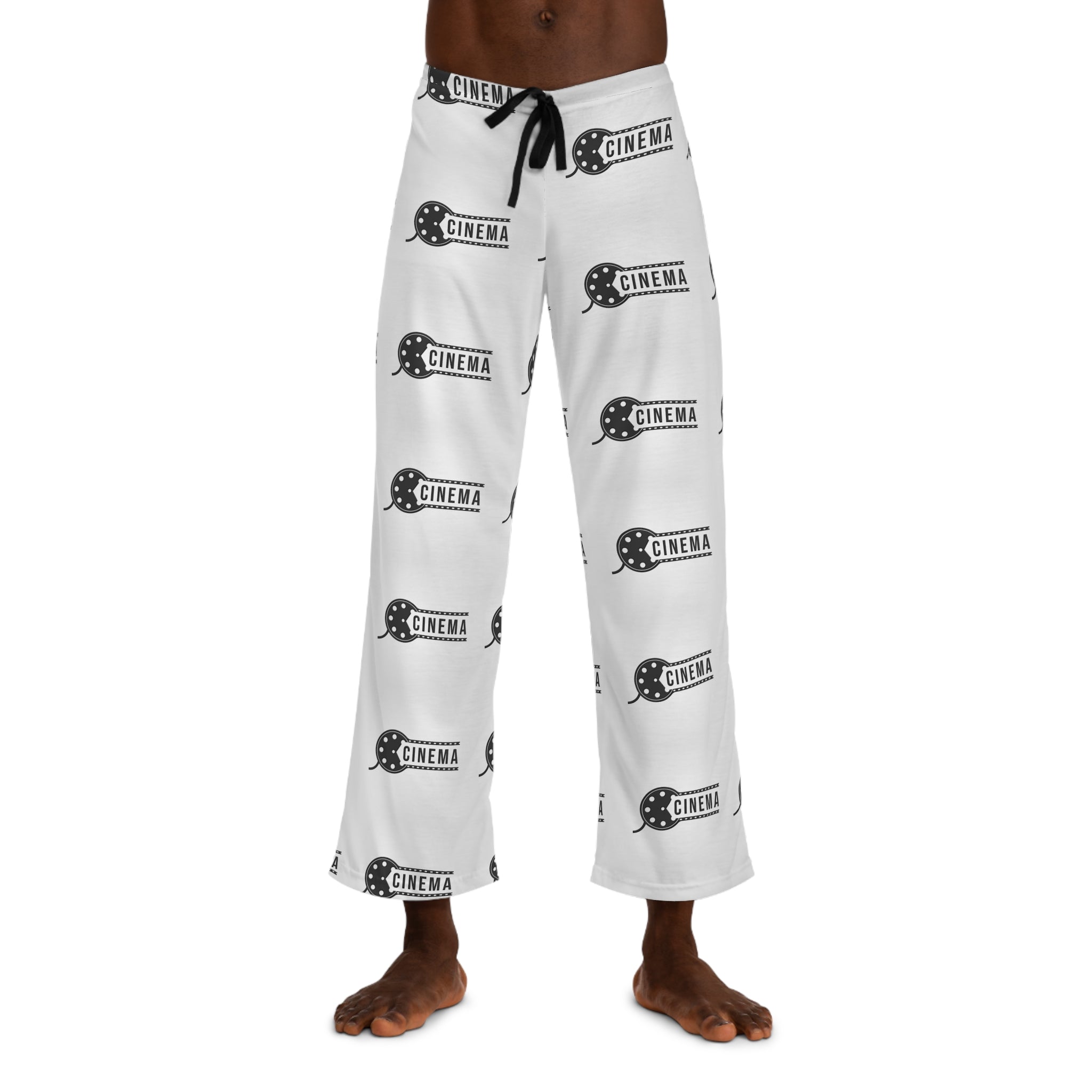 Cinema Film Reel Men’s Pajama Pants — Black & White Movie Night Lounge Pants