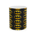 Batman Logo Ceramic Mug — Repeating Retro Bat-Signal Coffee Cup (11oz/15oz)