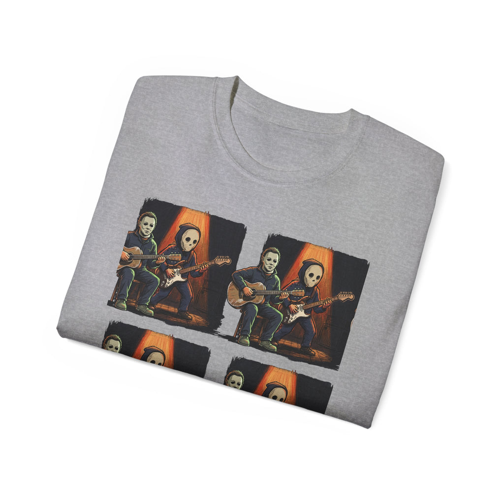 Skeleton Guitar Quartet T‑Shirt — Retro Vintage Horror Band Tee