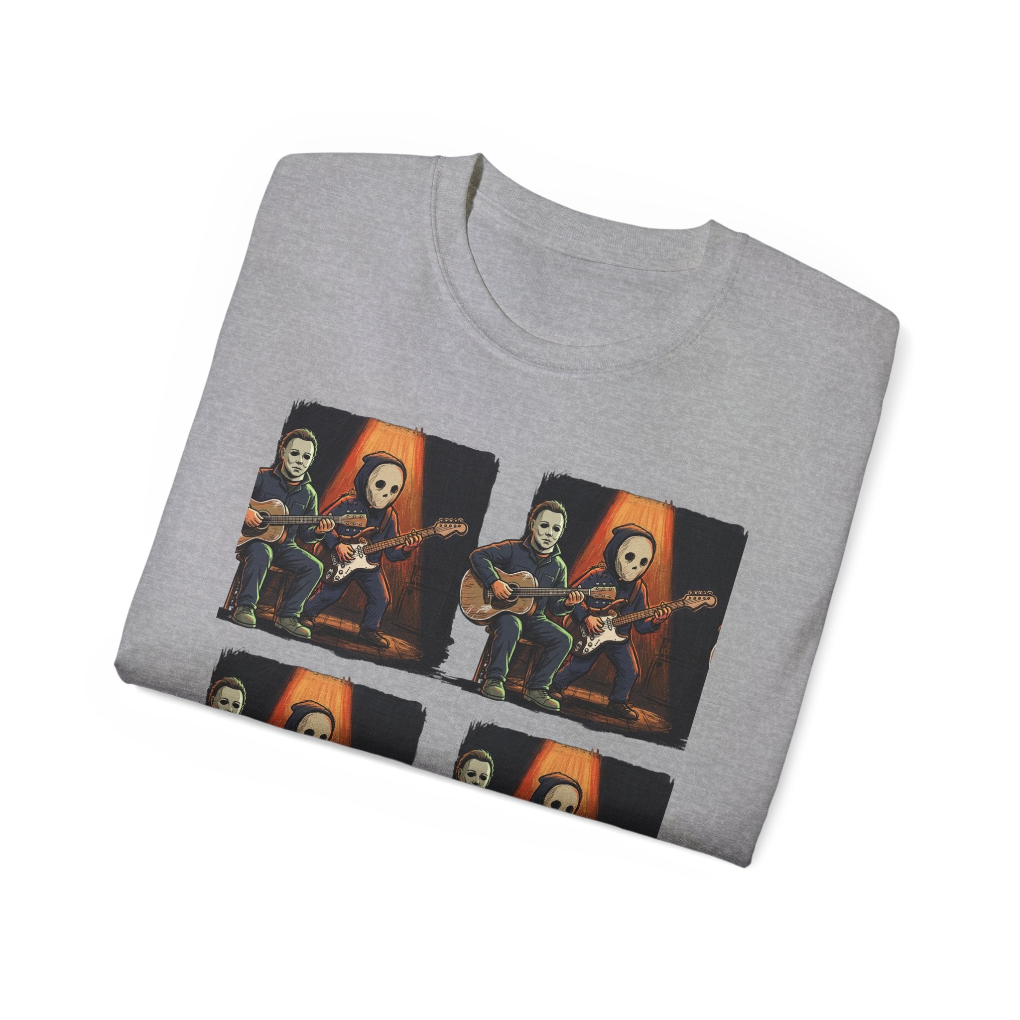 Skeleton Guitar Quartet T‑Shirt — Retro Vintage Horror Band Tee