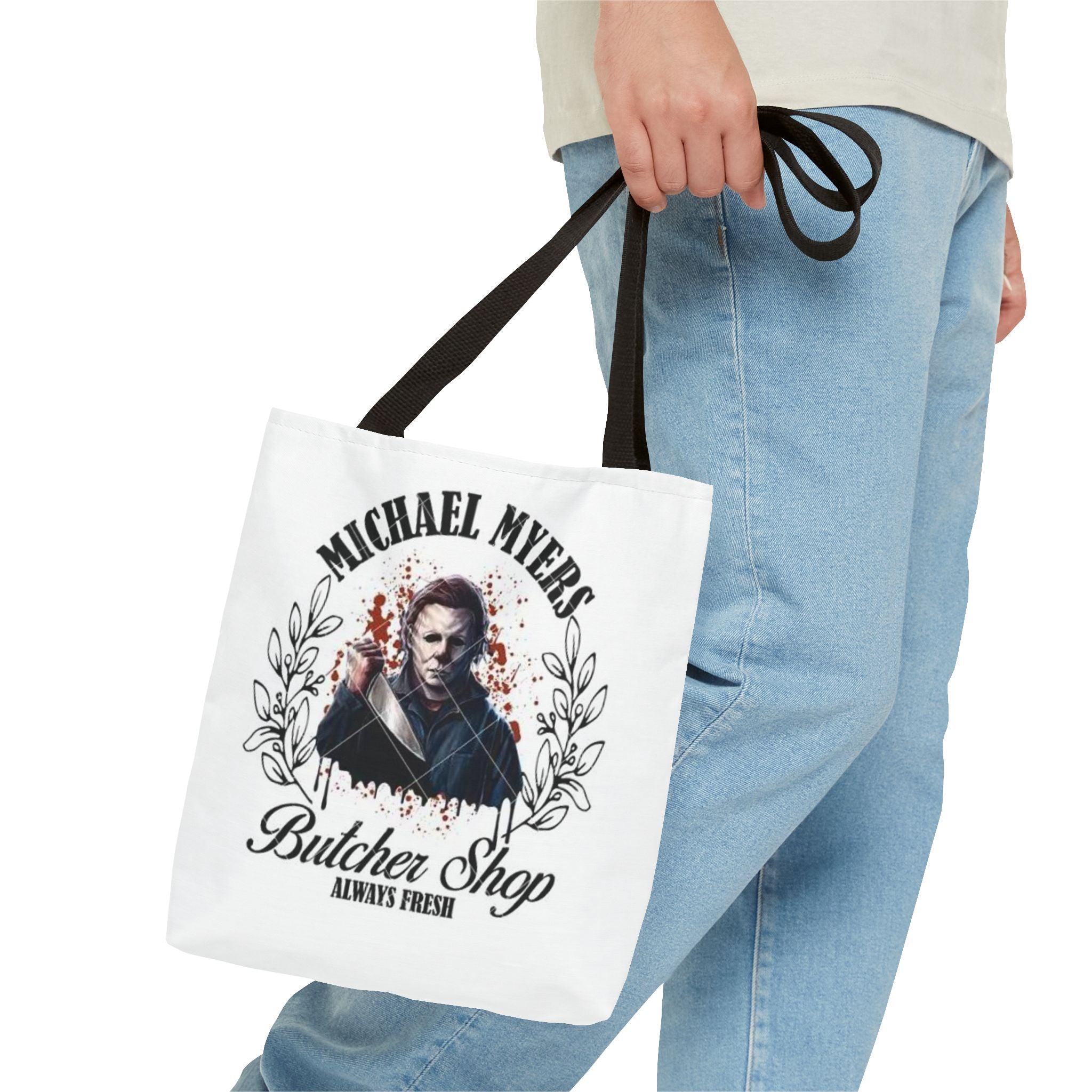 Horror Butcher Shop Tote Bag — Vintage Killer Design "Butcher Shop Always Fresh"