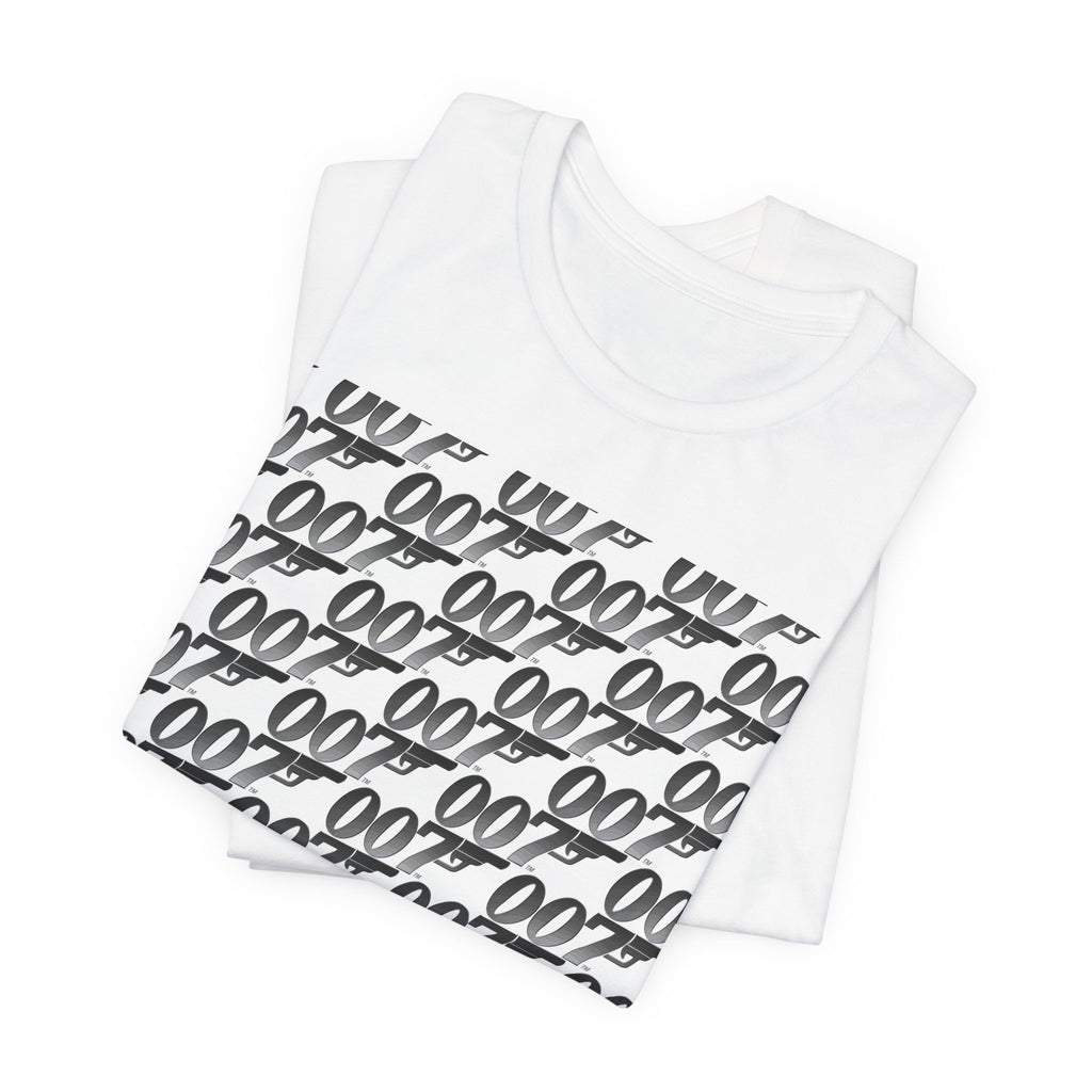 007 Pattern Graphic Tee — Repeating Spy Logo T-Shirt
