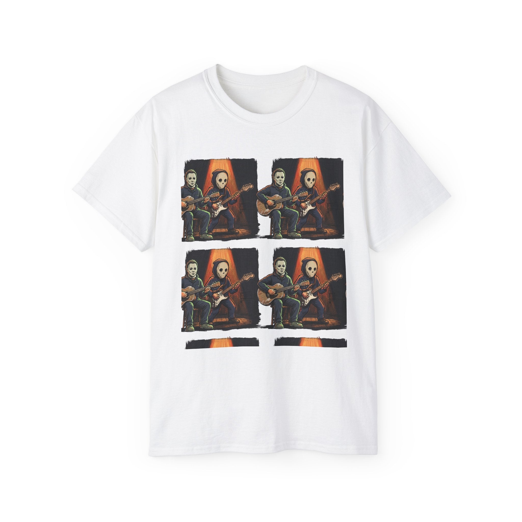 Skeleton Guitar Quartet T‑Shirt — Retro Vintage Horror Band Tee