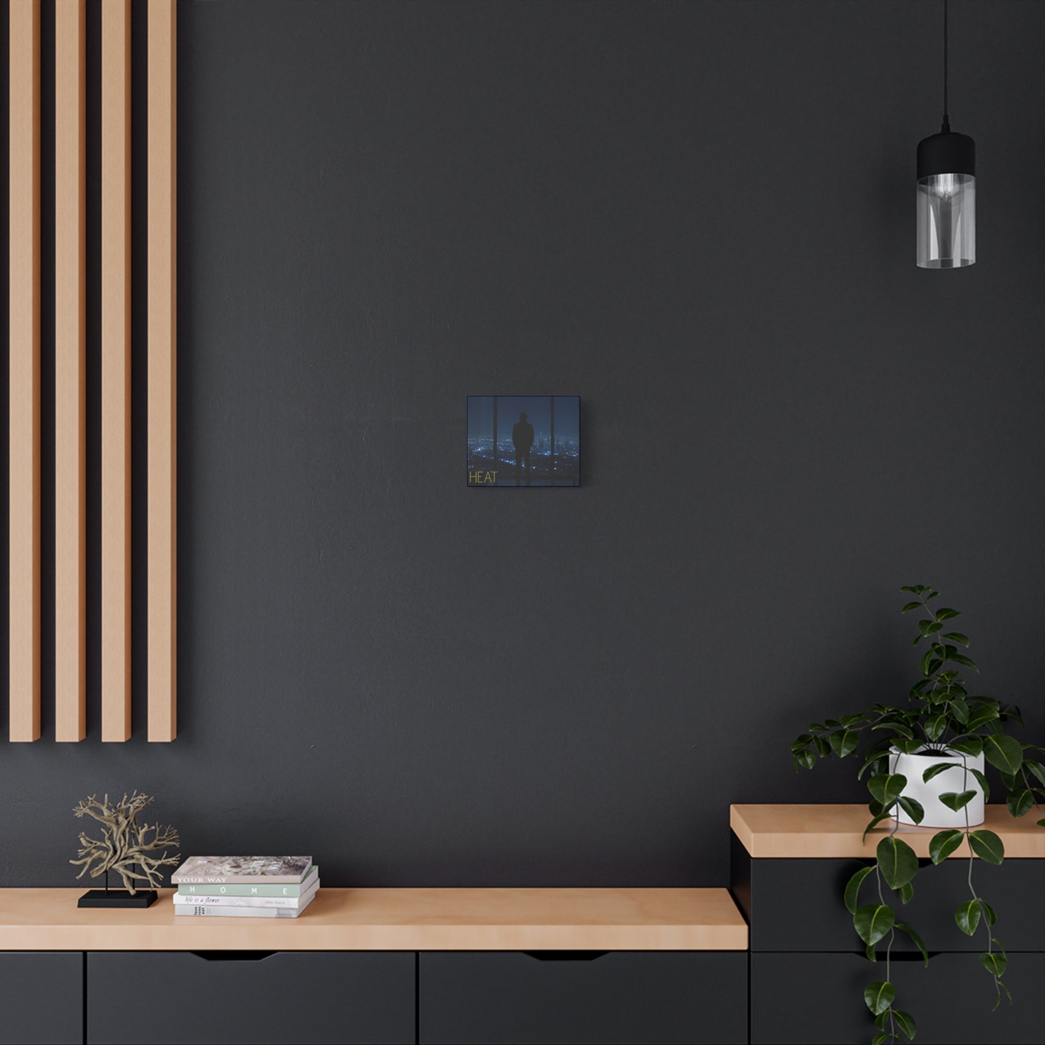 Heat Matte Canvas Wall Art – Silhouette Cityscape Night Scene