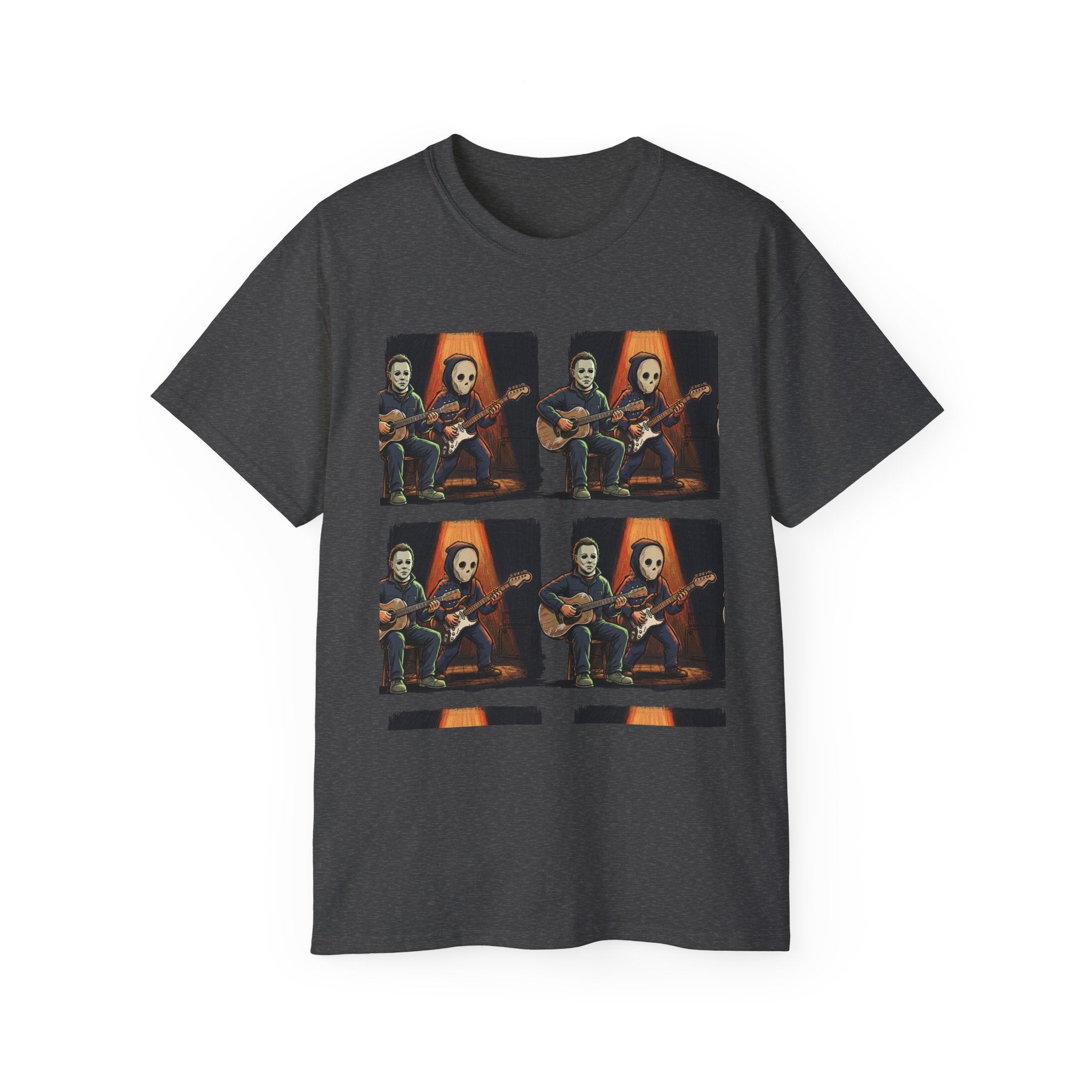 Skeleton Guitar Quartet T‑Shirt — Retro Vintage Horror Band Tee