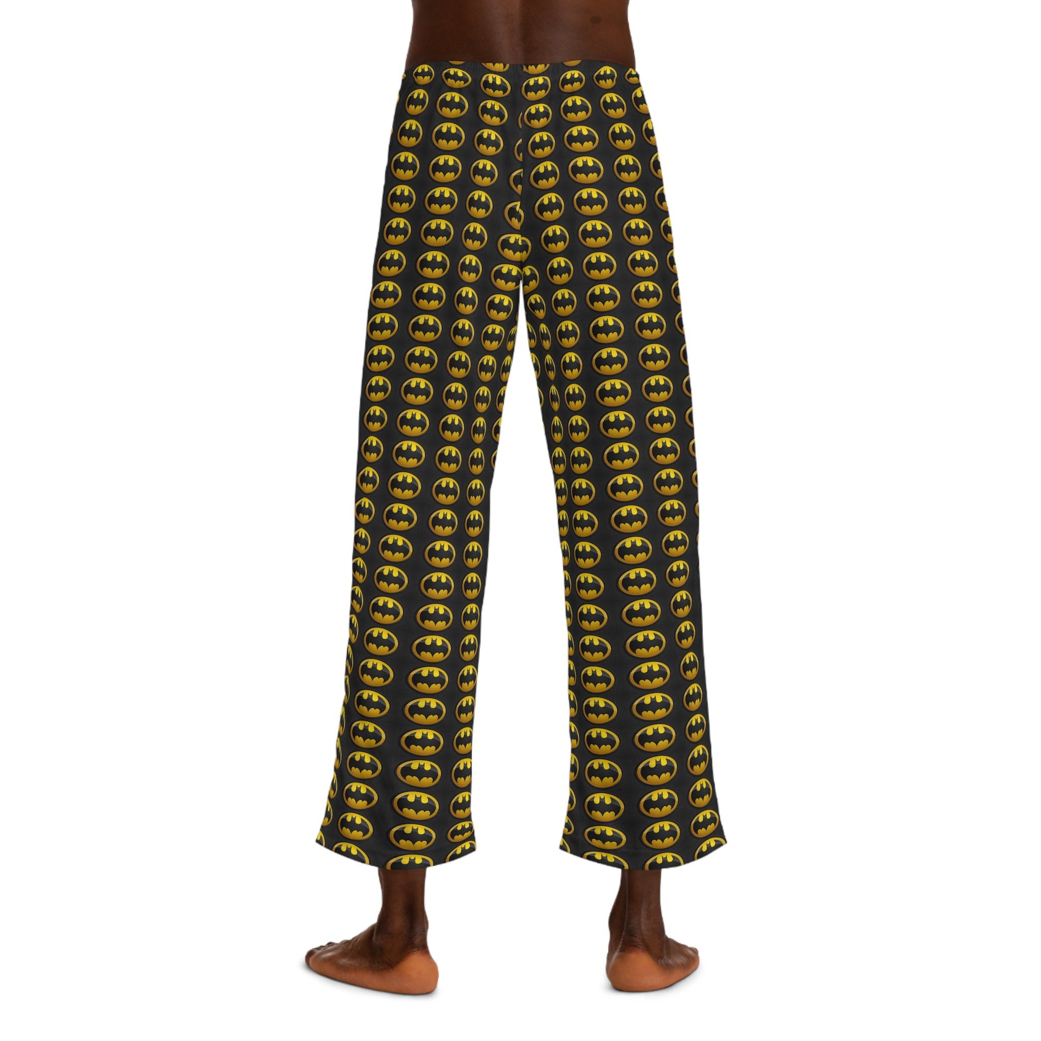 Batman Logo Men's Pajama Pants — Black & Yellow All-Over Print Lounge Sleepwear