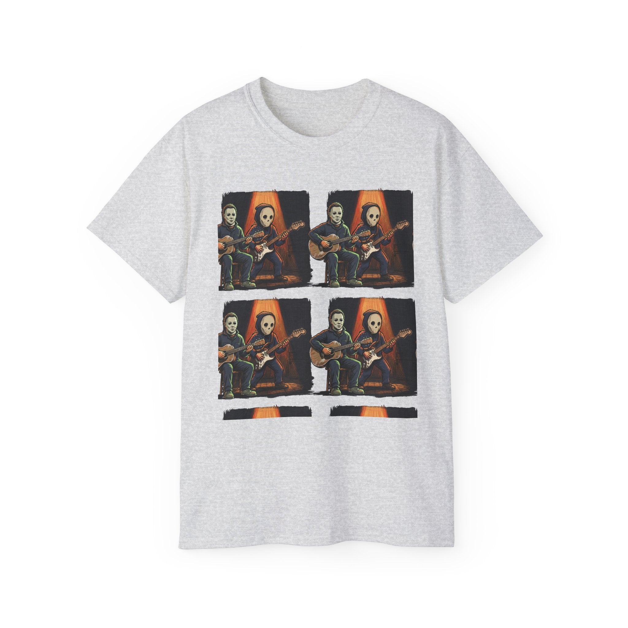 Skeleton Guitar Quartet T‑Shirt — Retro Vintage Horror Band Tee