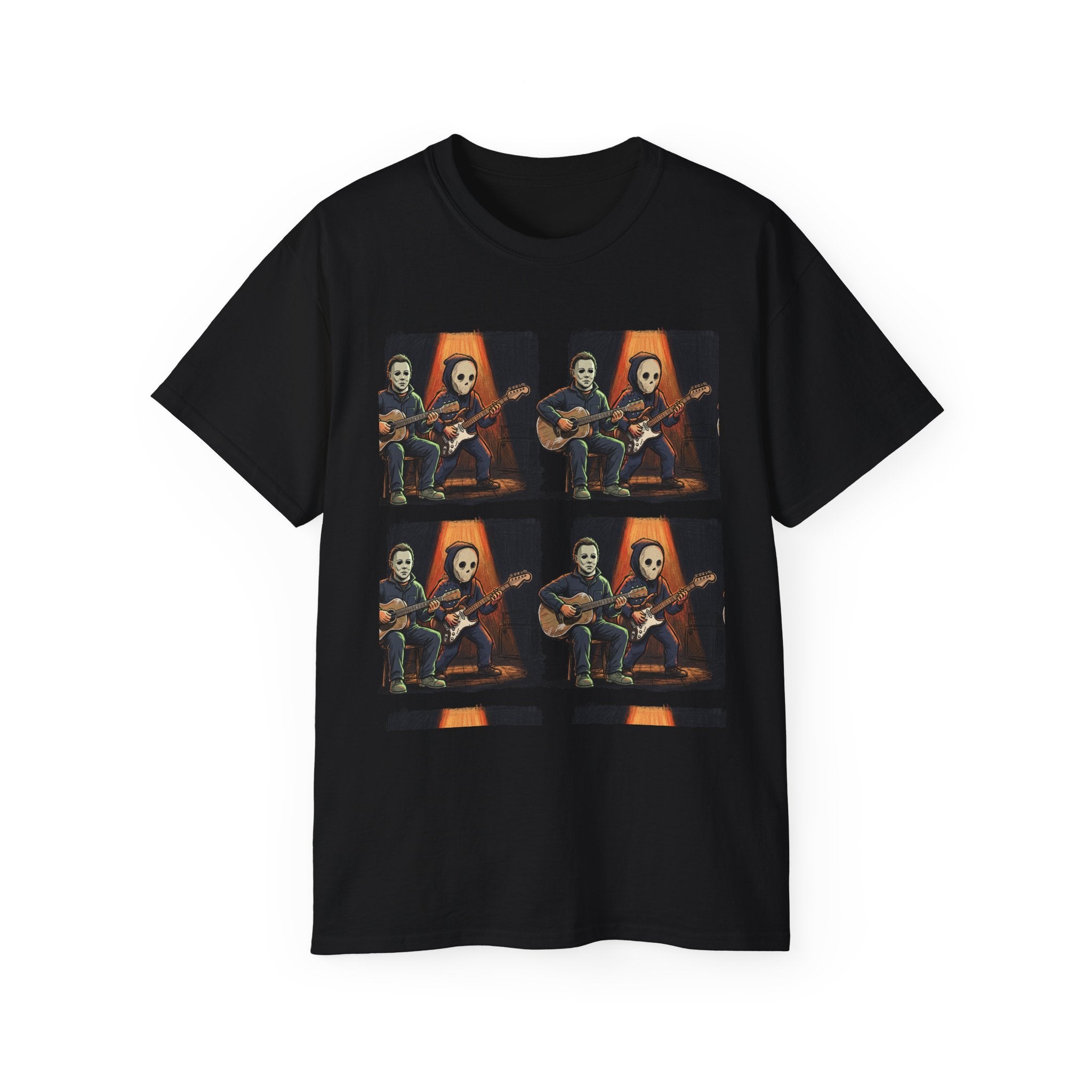 Skeleton Guitar Quartet T‑Shirt — Retro Vintage Horror Band Tee