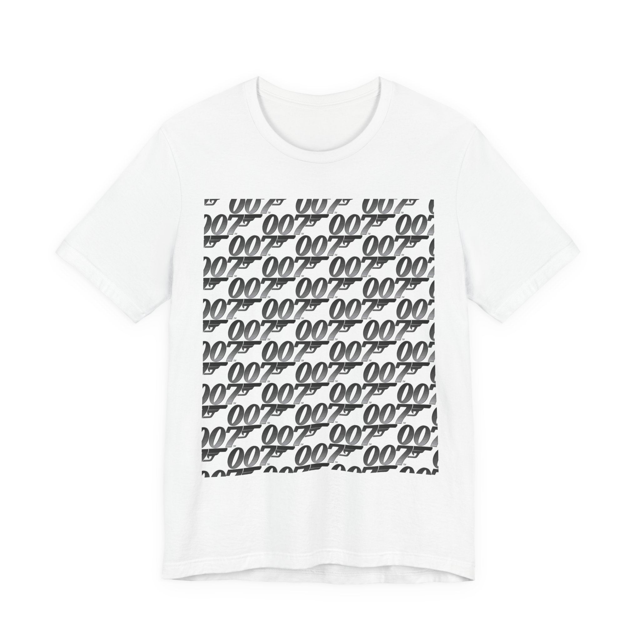 007 Pattern Graphic Tee — Repeating Spy Logo T-Shirt