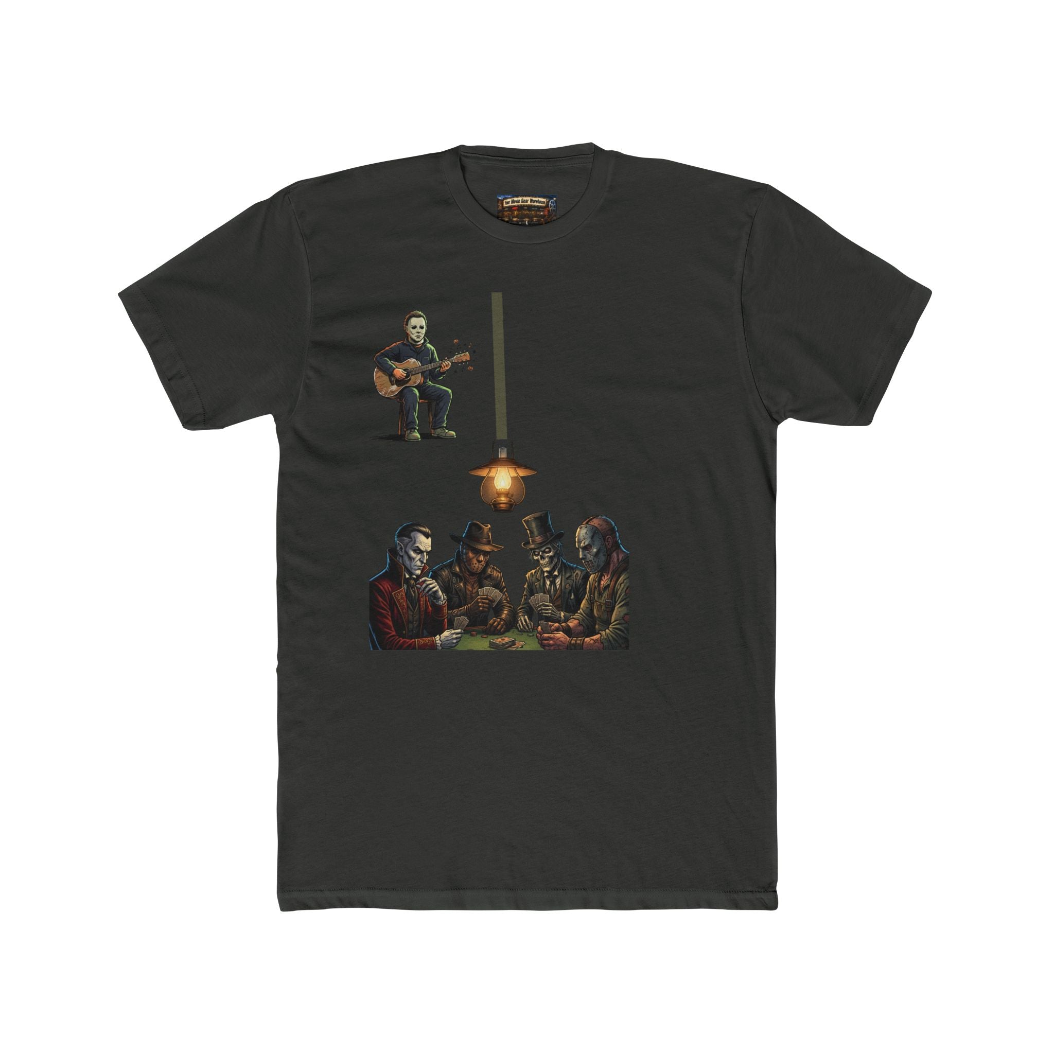 Rock & Poker Graphic Tee — Guitarist and Card Players Vintage Scene