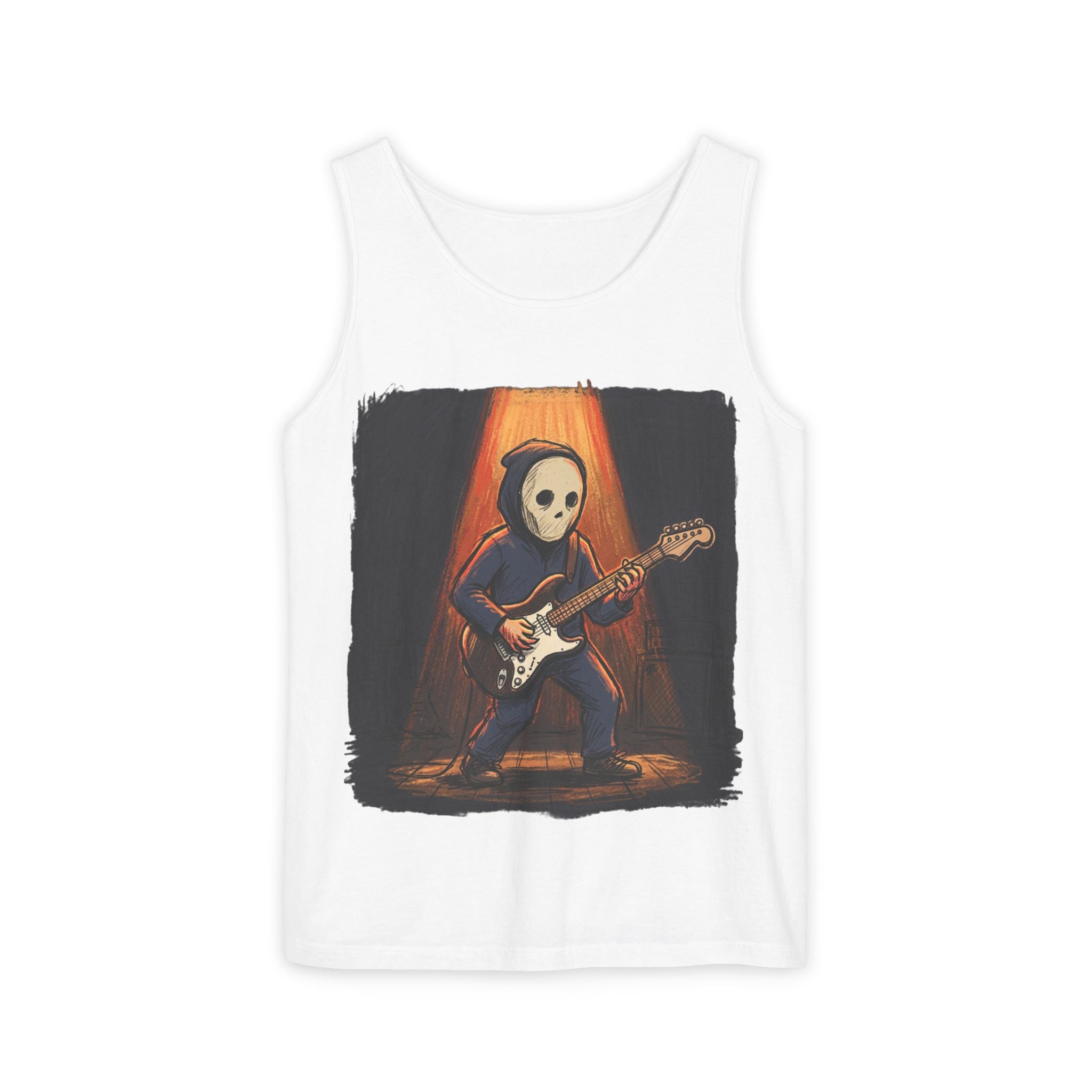 Skull Guitarist Tank Top — Rocking Skeleton Electric Guitar Graphic