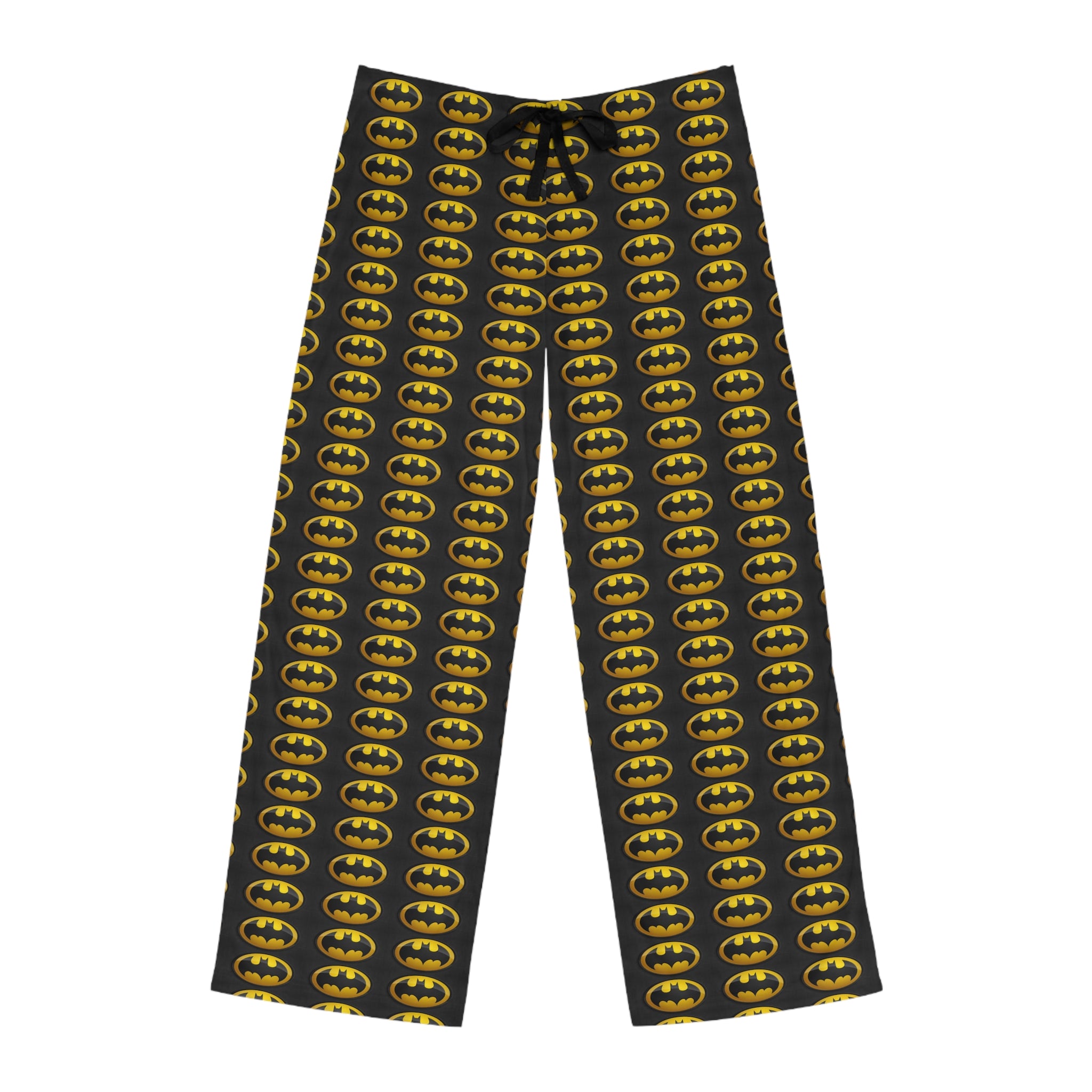 Batman Logo Men's Pajama Pants — Black & Yellow All-Over Print Lounge Sleepwear