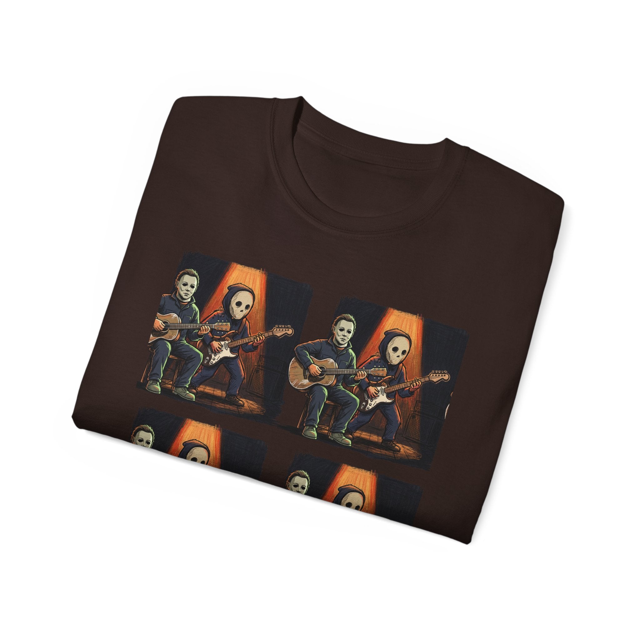 Skeleton Guitar Quartet T‑Shirt — Retro Vintage Horror Band Tee