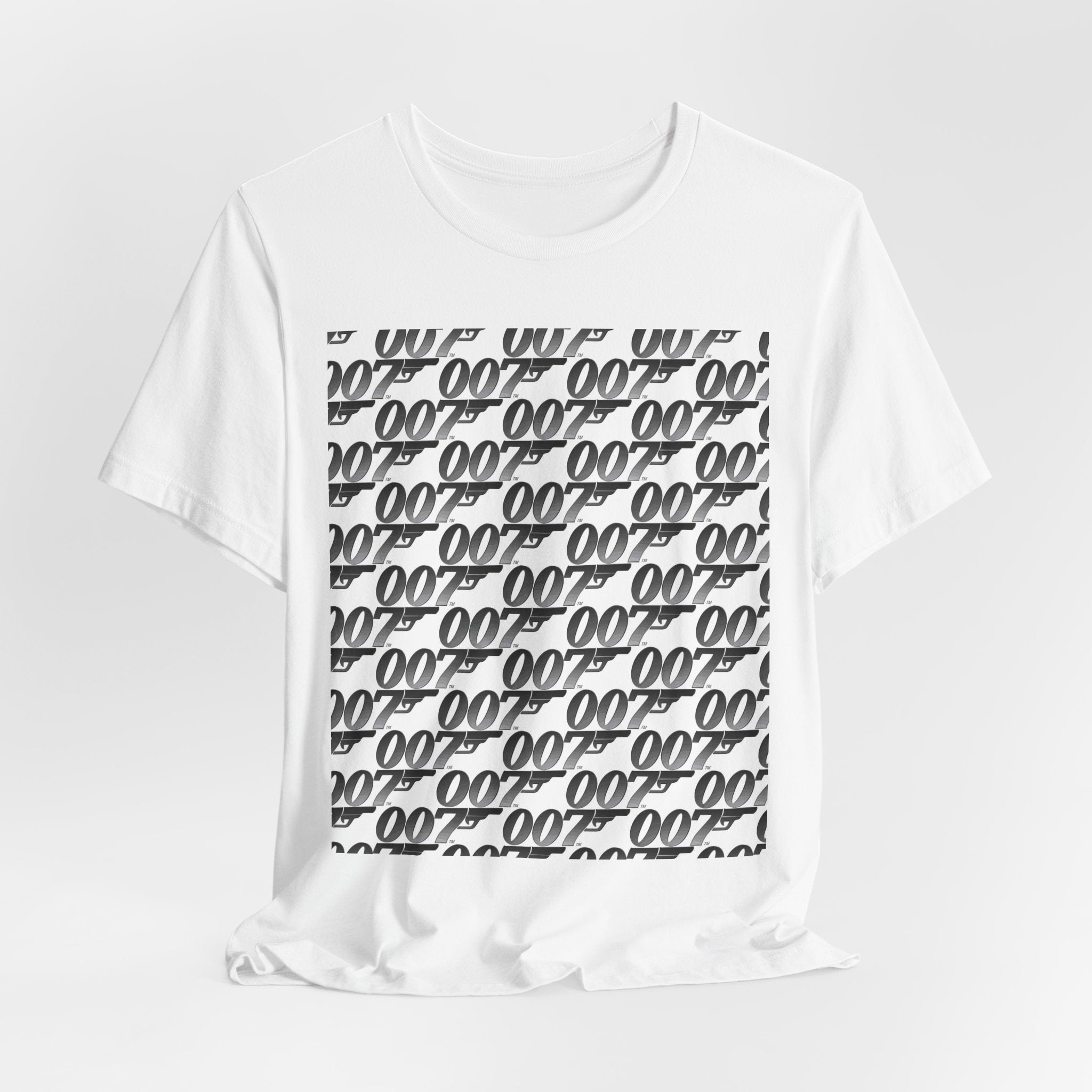 007 Pattern Graphic Tee — Repeating Spy Logo T-Shirt