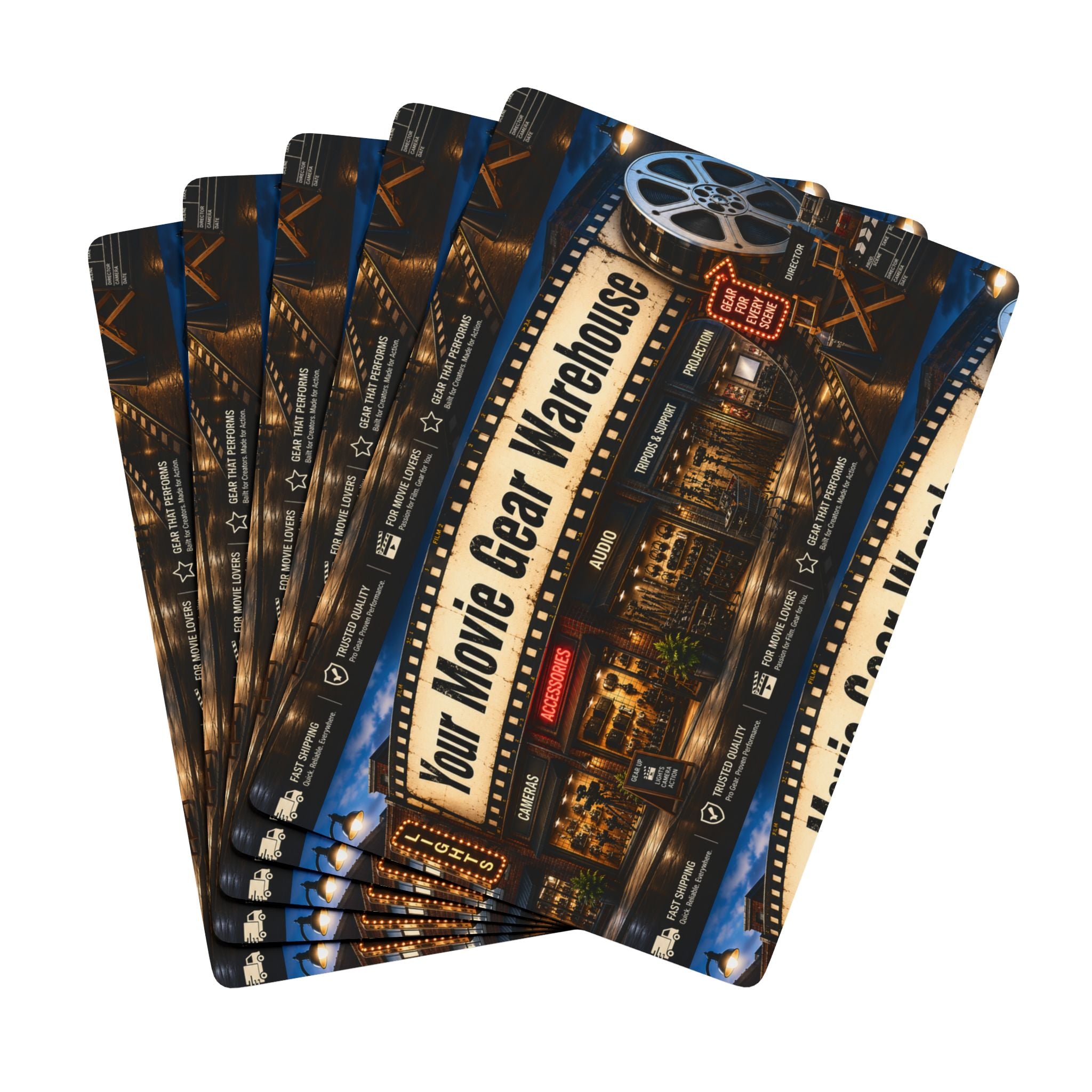 Vintage Movie Theater Poker Playing Cards — Custom Back Design