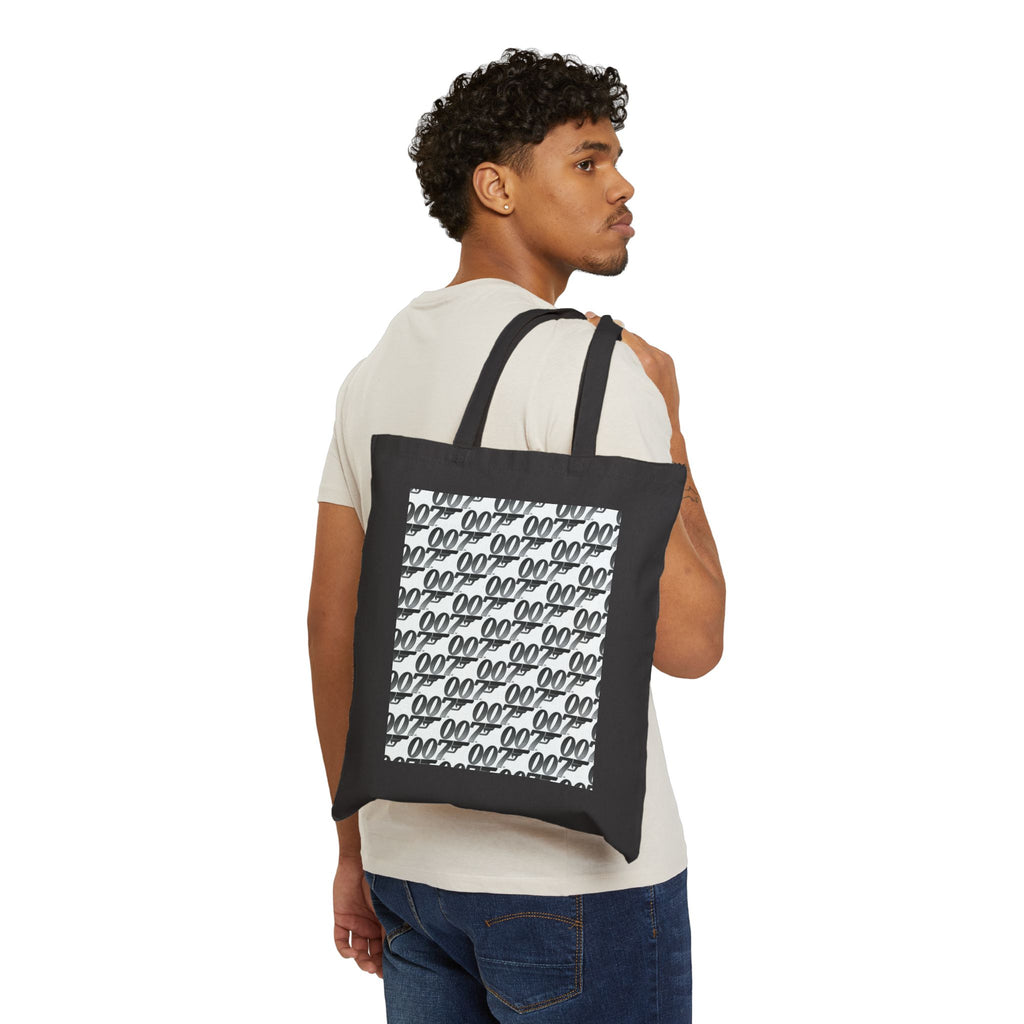 Tote Bag — Retro Script Pattern Repeating '000' Cotton Canvas Tote
