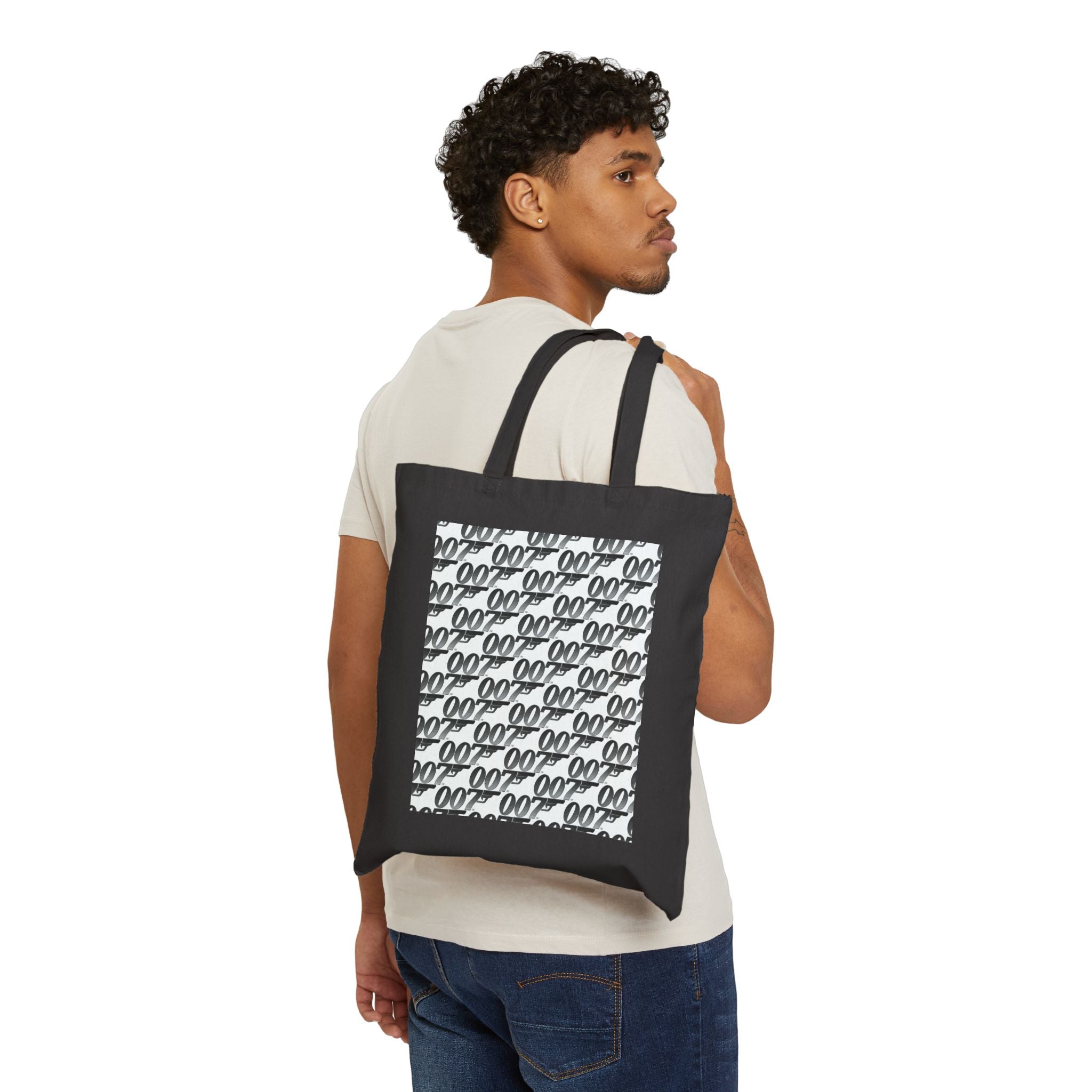 Tote Bag — Retro Script Pattern Repeating '000' Cotton Canvas Tote