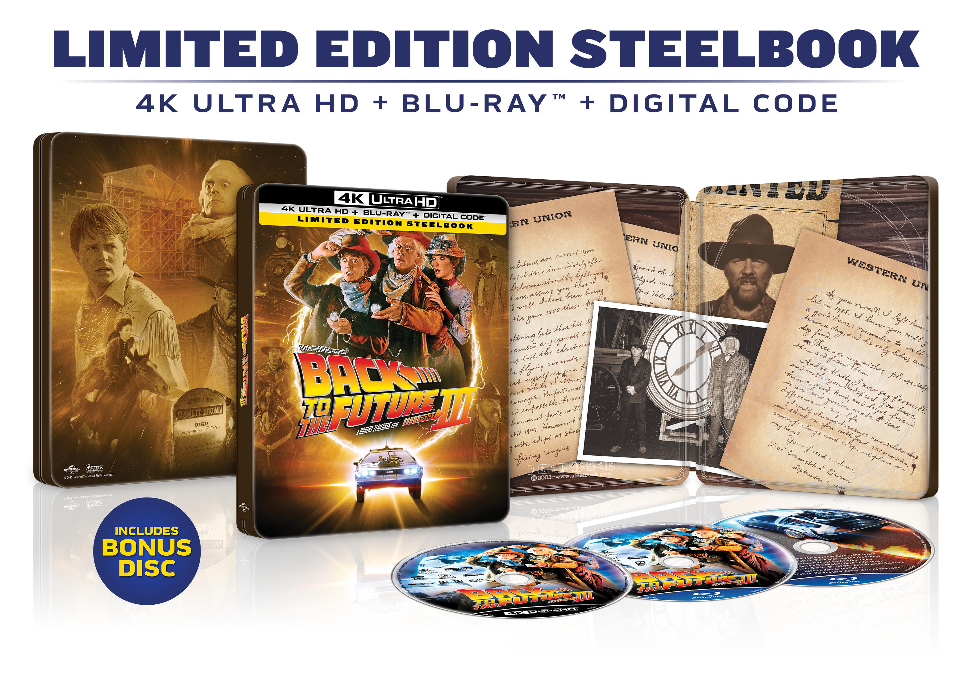 Back to the Future Part III Limited Edition Steelbook (4K Ultra HD + Blu-ray™ + Digital Code) [2025]