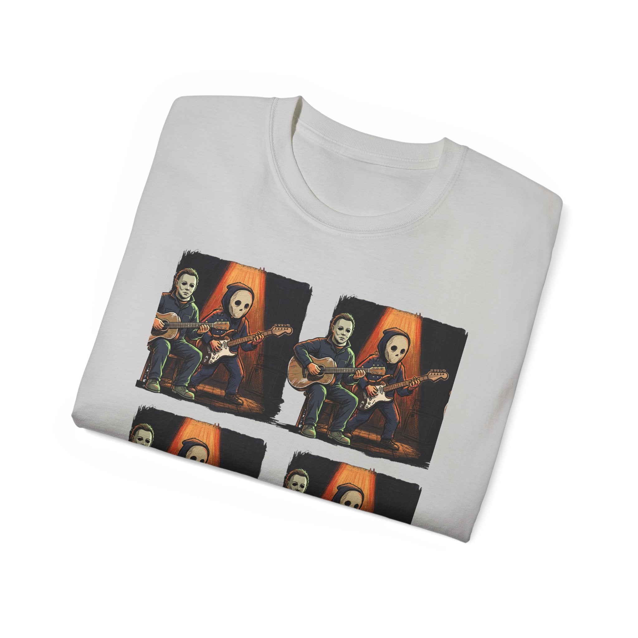 Skeleton Guitar Quartet T‑Shirt — Retro Vintage Horror Band Tee