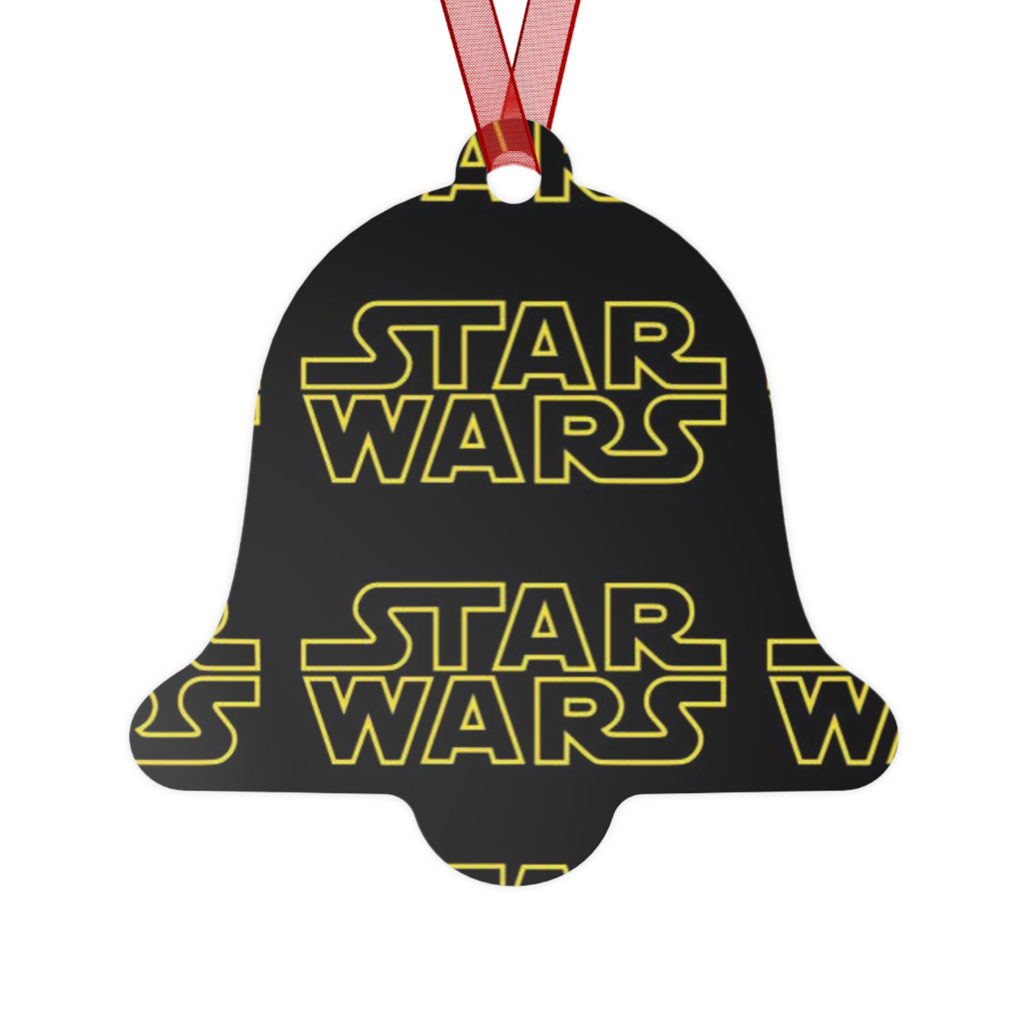Star Wars Logo Metal Ornament — Black & Yellow Holiday Bell Decoration